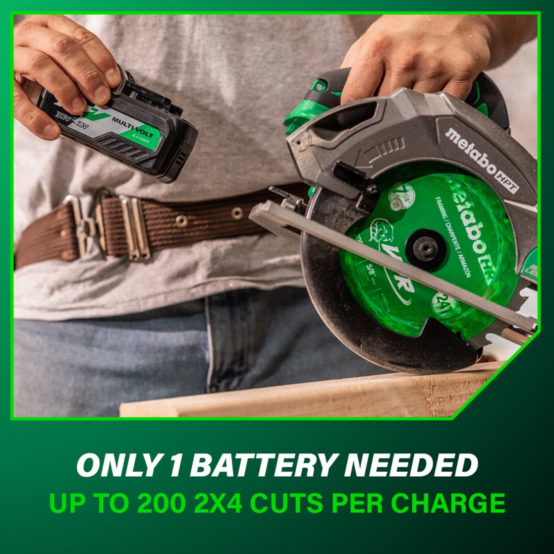 Metabo HPT 18V Cordless Circular Saw, Brushless Motor, 7-1/4-In Blade, Tool Only (C1807DAQ4) xqlzh