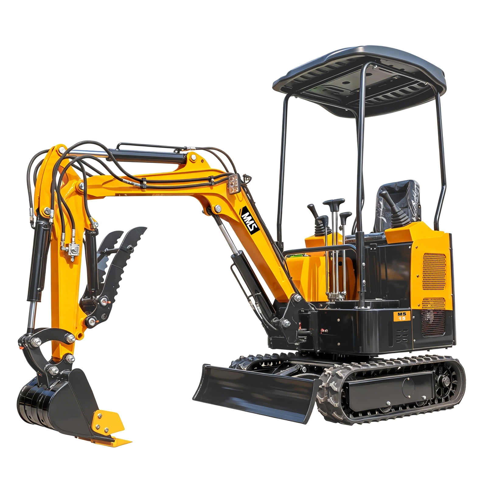 MMS 1.5 Ton Mini Excavator with Swing Boom and Pilot Control (Yellow, 13.5 HP) 3nc0f