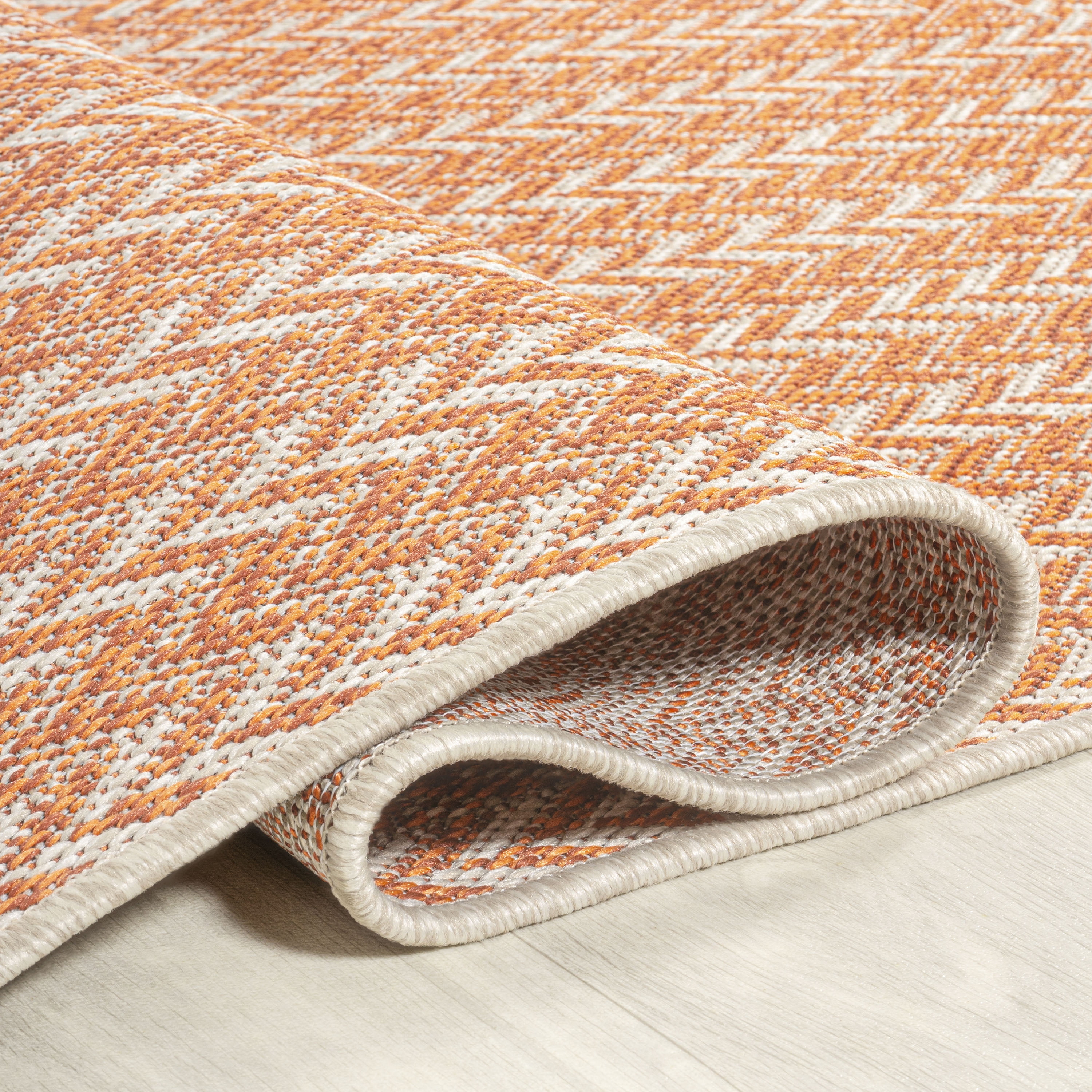 JONATHAN Y Santa Monica Area Rug, Chevron Concentric Squares Modern Indoor Outdoor Decor (Orange and Cream, 8 ft x 10 ft) y4005