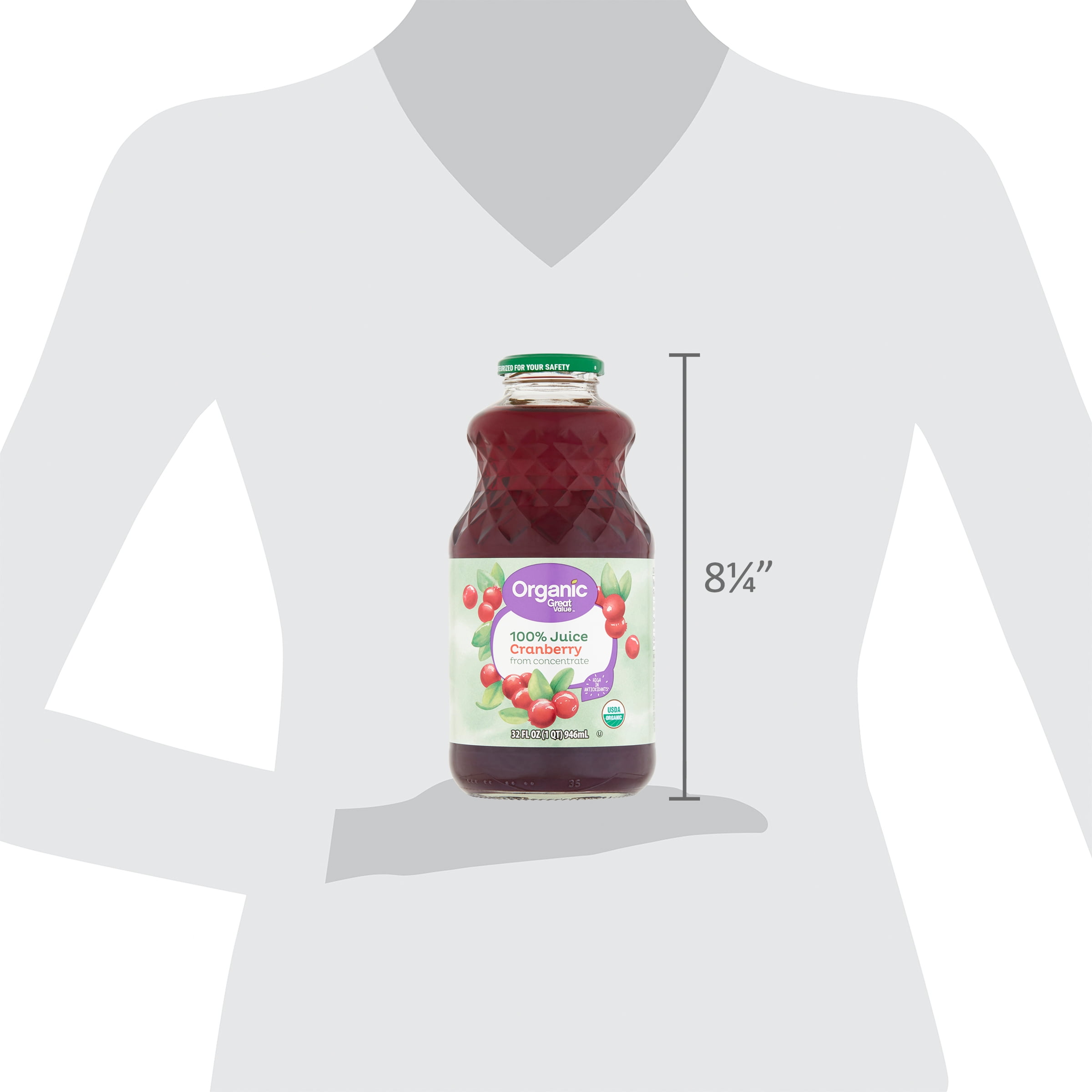 Great Value Organic Cranberry Juice (100% Juice, 32 fl oz) 46wi2