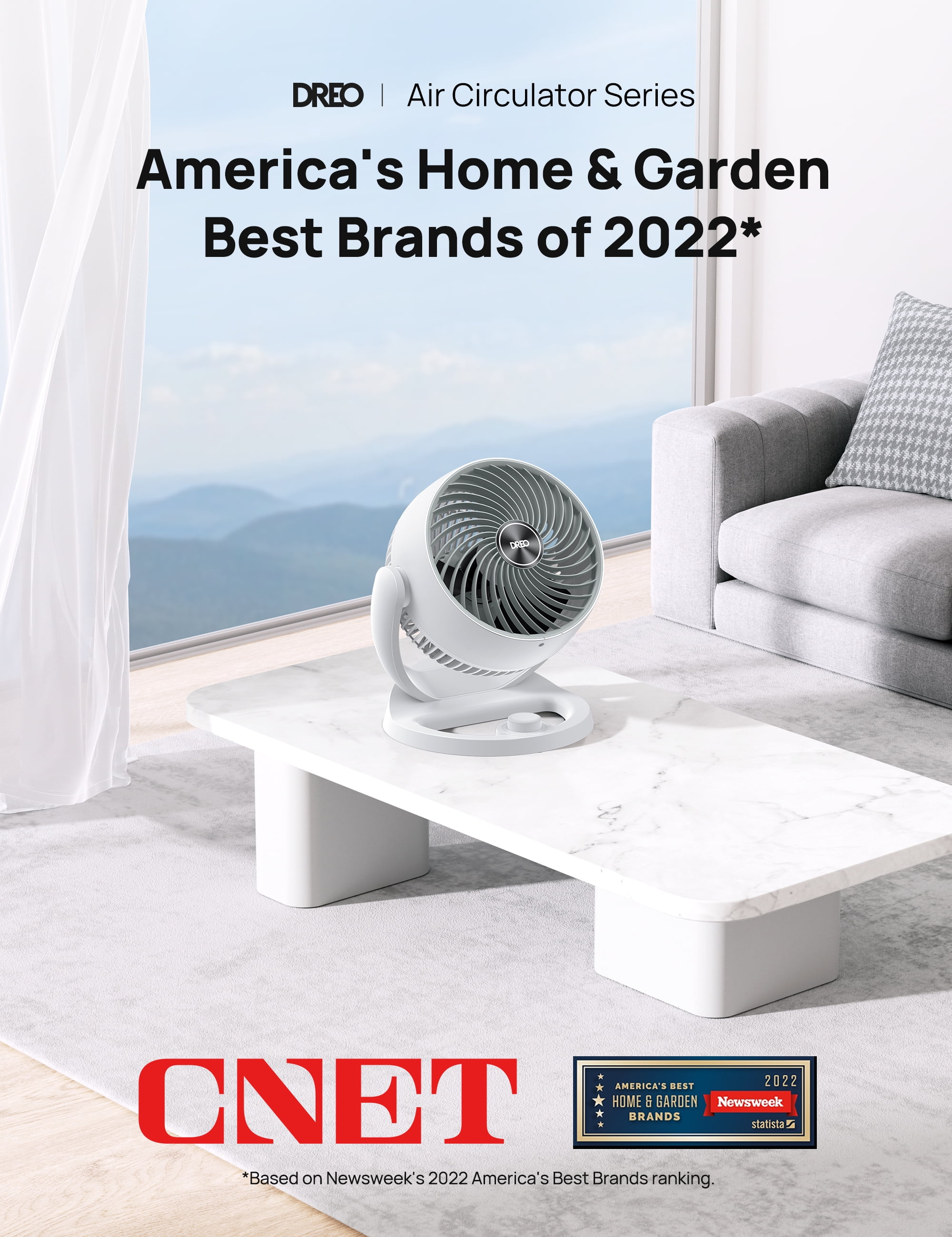 Dreo Table Air Circulator Fan, Quiet Desktop Cooling for Home and Office (White, 12 in) t30v4