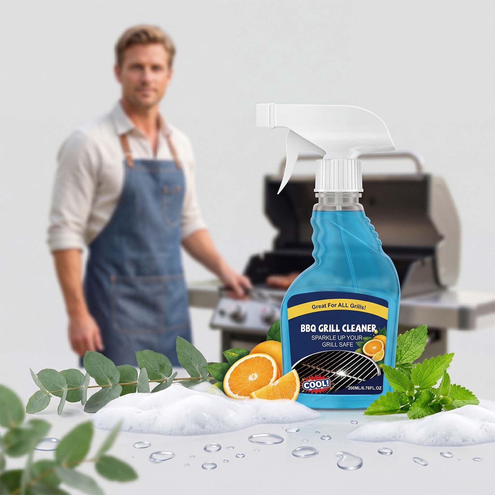 Fdksdf BBQ Grill Cleaner Spray Heavy-Duty Degreaser for Gas and Charcoal Grills (6.76 fl oz) ykdqz