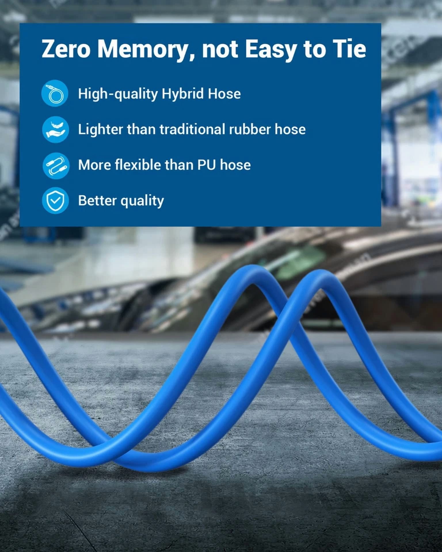 KLYNE Air Hose (1/4 in x 6 ft, 300 PSI, Hybrid, Kink-Resistant) f2wlc