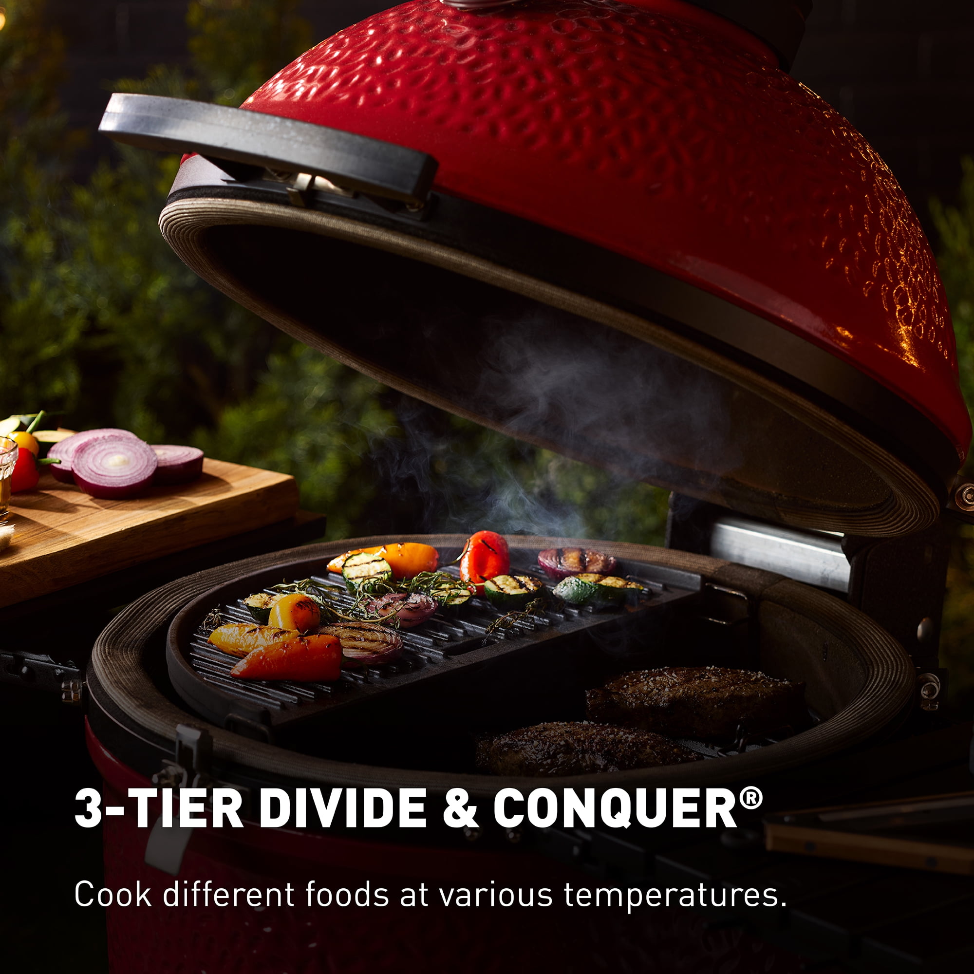 Kamado Joe Big Joe III 24-inch Standalone Charcoal Grill with Side Shelves and Ash Tool (Red, 24 in) f1tz9