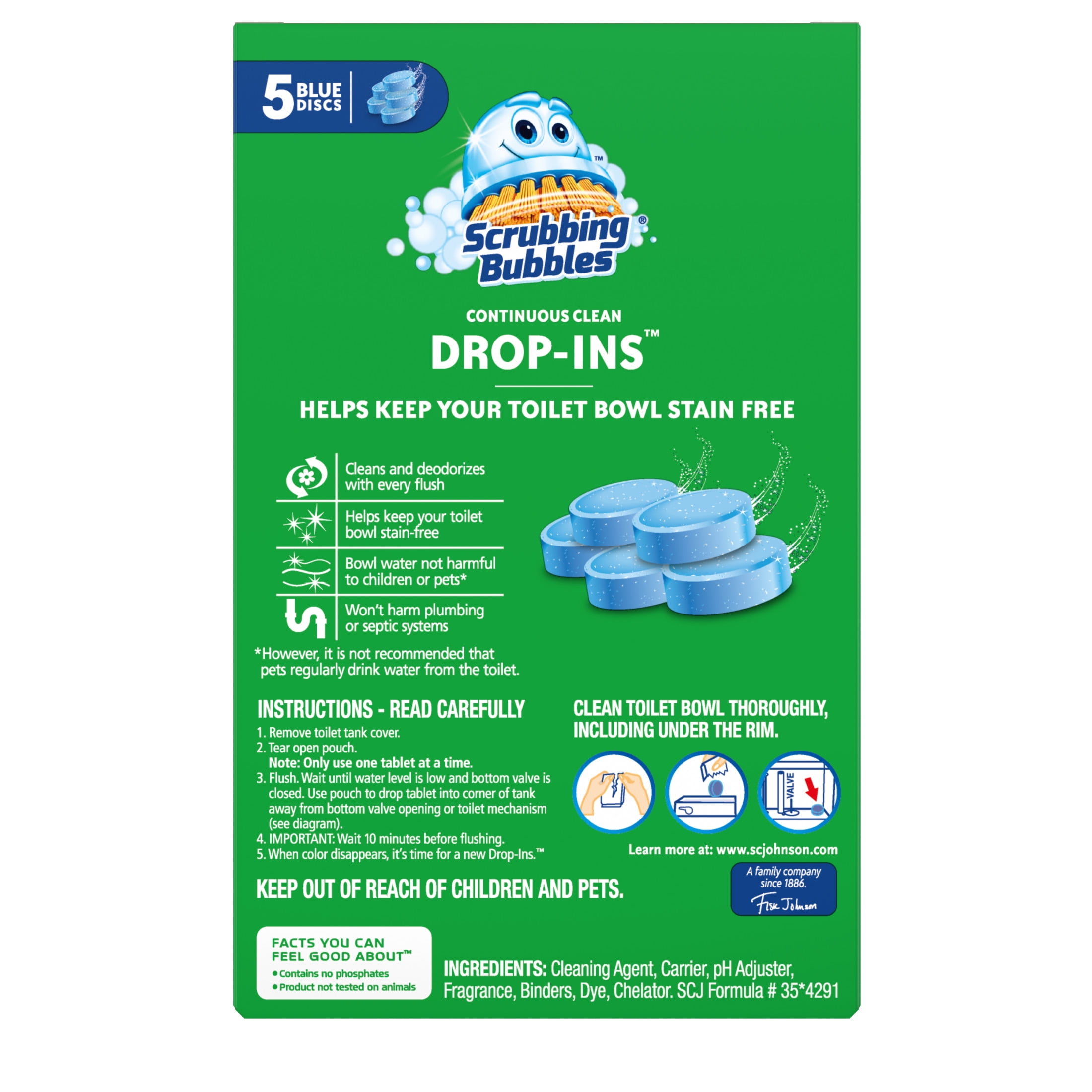 Scrubbing Bubbles Continuous Clean Toilet Bowl Cleaner Tablets (Blue, 6 Pack, 7.05 oz) bcel0