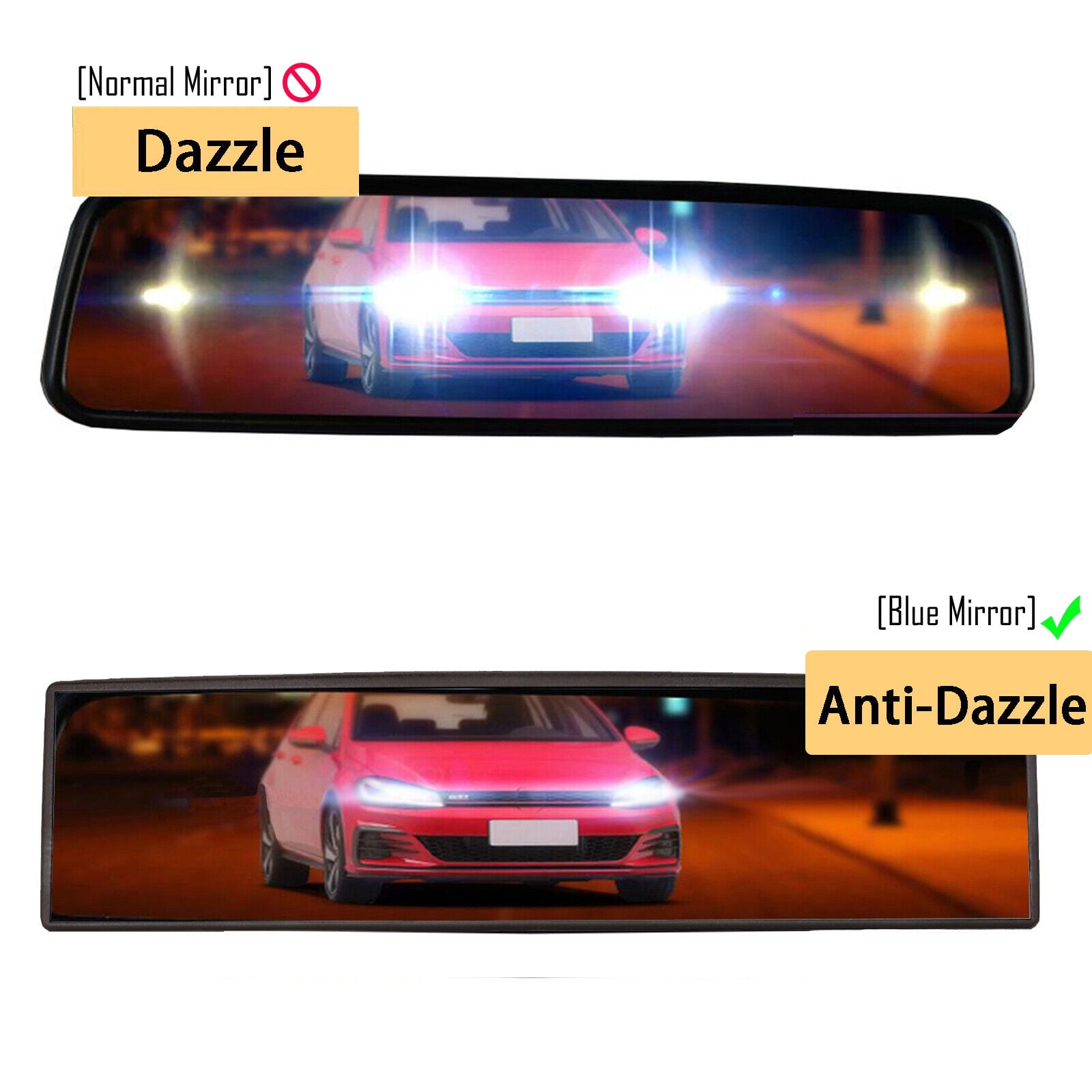 Yiyasu Interior Rear View Mirror (Anti-Glare, Panoramic Convex, Wide Angle, Black, 11.8 in) 88e1z