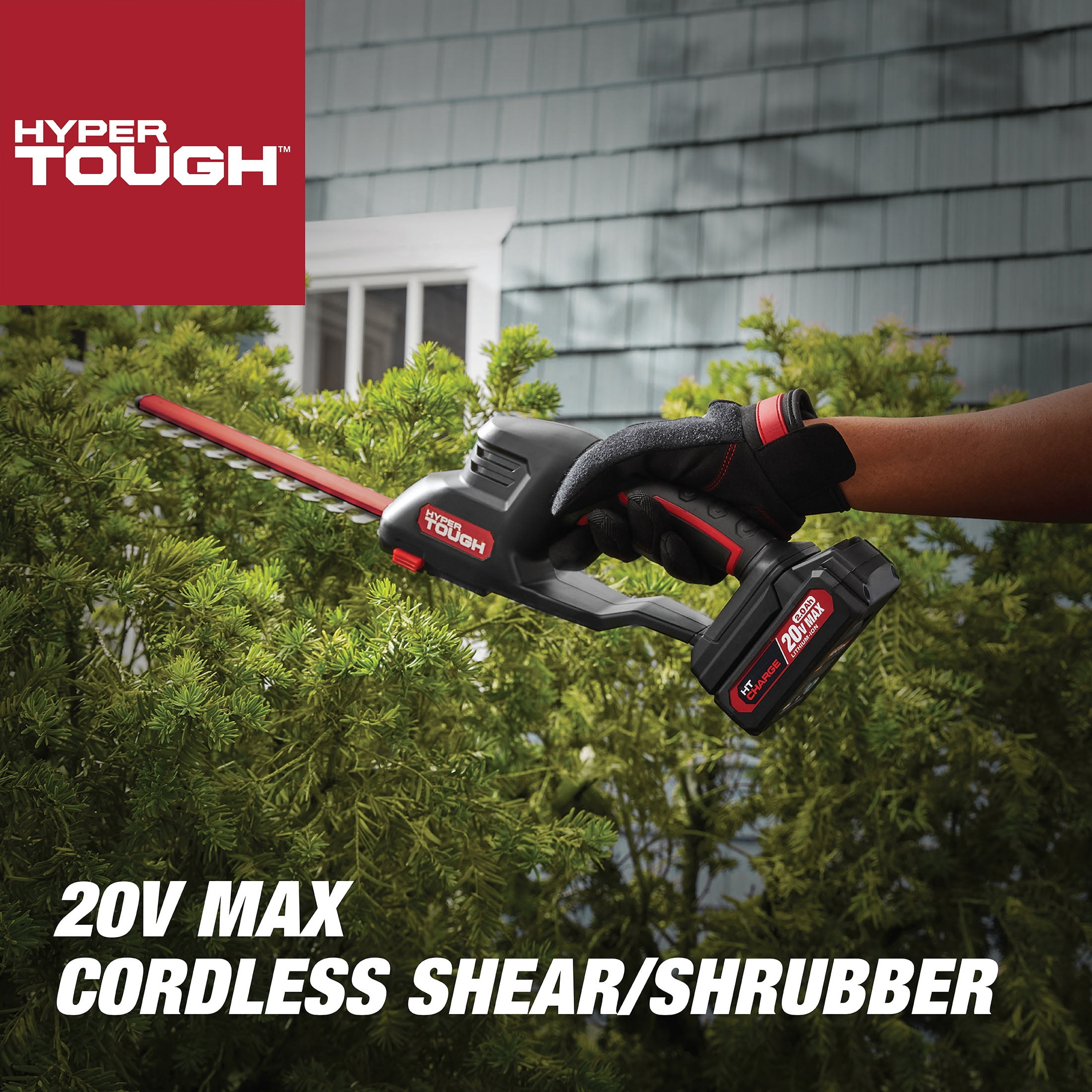 Hyper Tough 20V Cordless 2-in-1 Grass Shear and Shrubbery Trimmer (5 in and 9 in Blade Set) 47khx - Image 4