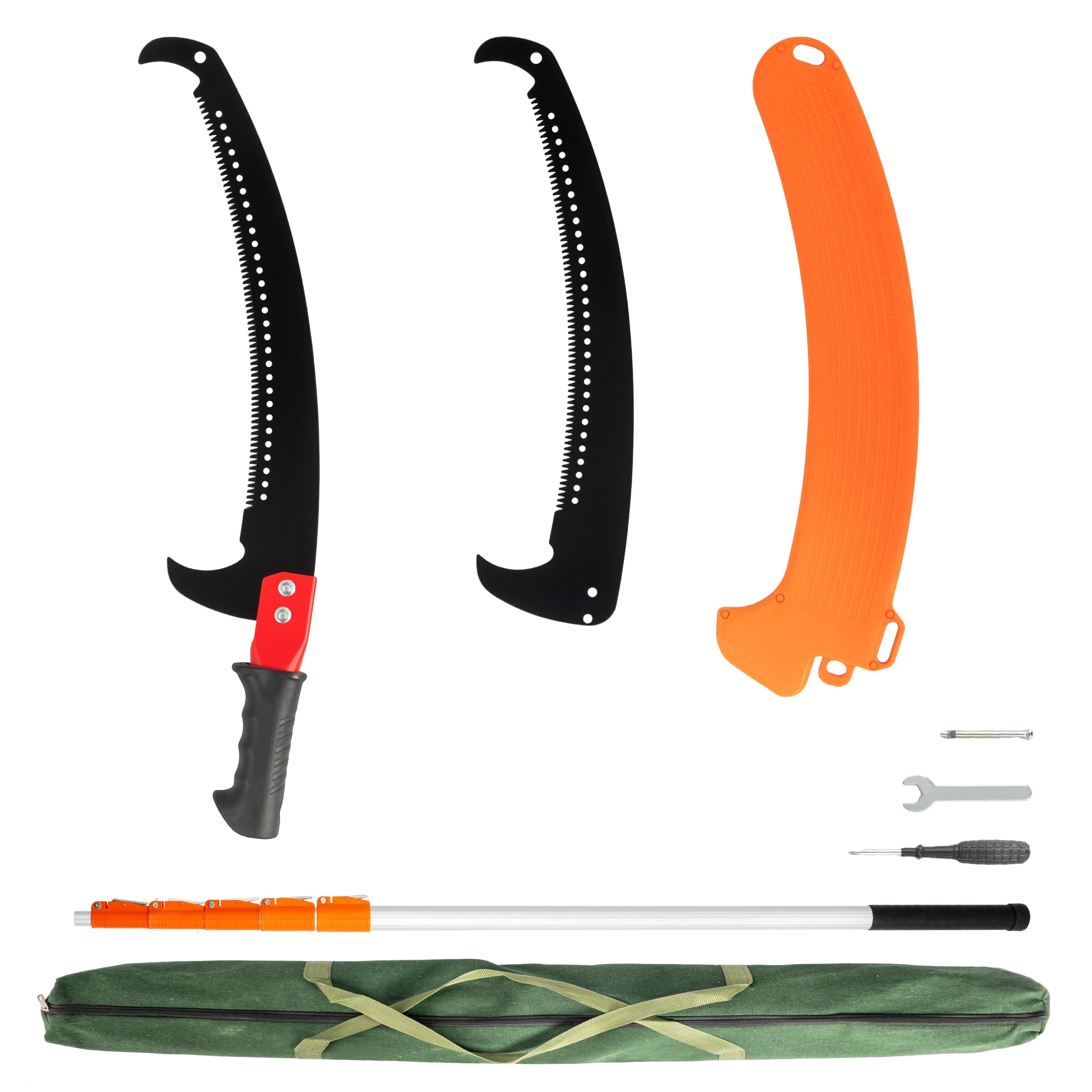 Ktaxon 12FT Telescoping Pole Saw, Manual Tree Trimmer with Carbon Steel Blade (Orange, 12 ft) 4r5o6