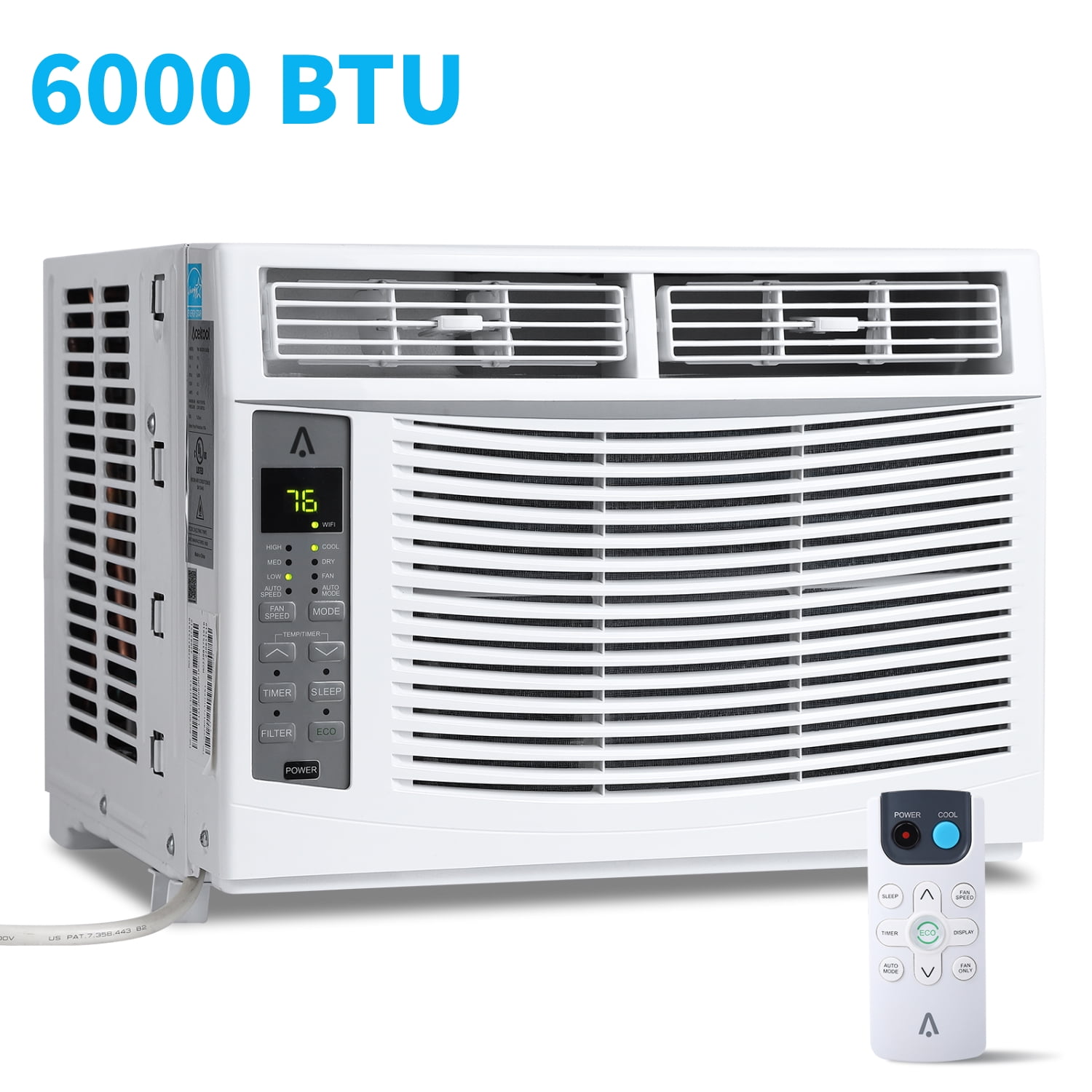 Missky 6000 BTU Window Air Conditioner, Smart WiFi Enabled Cooling Unit for Rooms up to 250 sq ft (White) x0pak