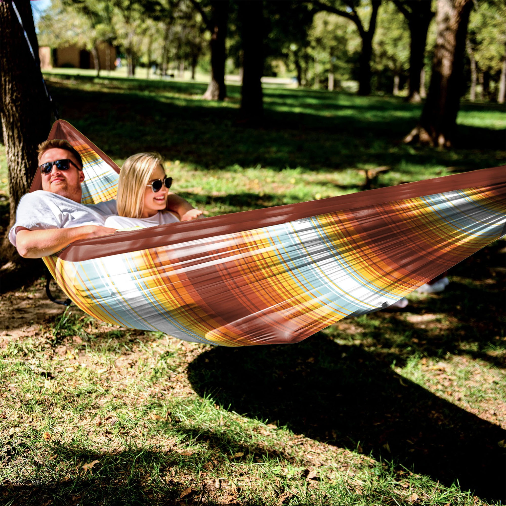 EQUIP 2P Travel Hammock Lightweight Portable Camping Gear (Sunset Lines, 124 in x 77 in) agbjx