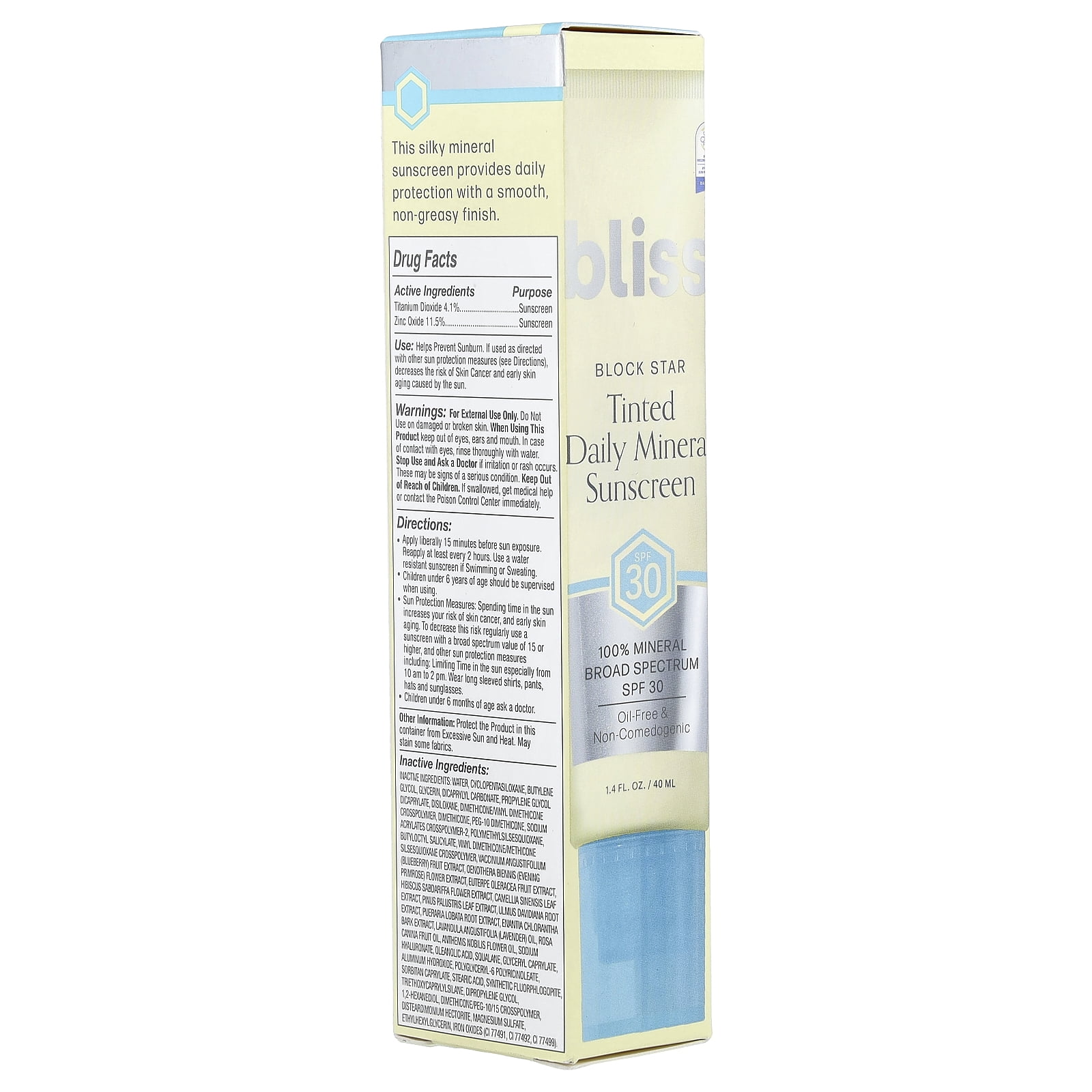 Bliss Block Star Tinted Daily Mineral Sunscreen SPF 30 (Universal Tint, 1.4 fl oz) czr0u