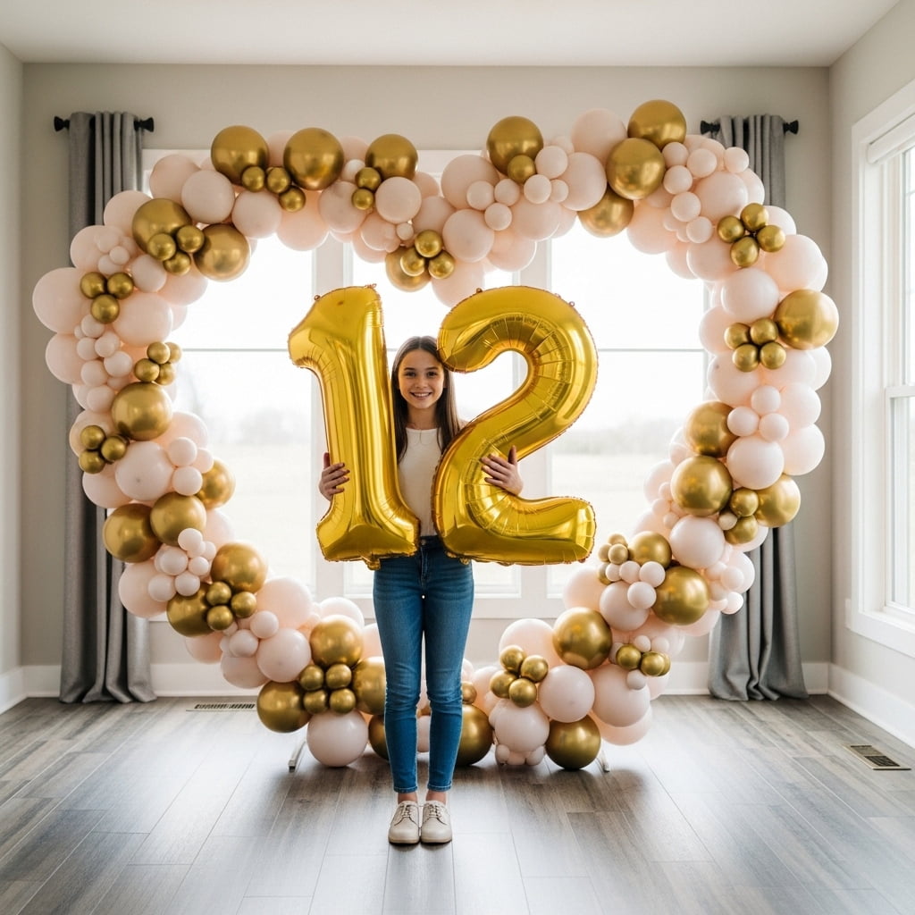 PARTY BALLOONS DELIVERY Gold Number 12 Mylar Foil Balloon (Gold, 40 in) odown