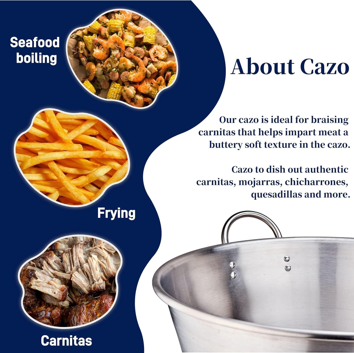 ARC USA Stainless Steel Mexican Cazo for Carnitas with 200,000 BTU Propane Stove (Silver, 41 qt) 20xml