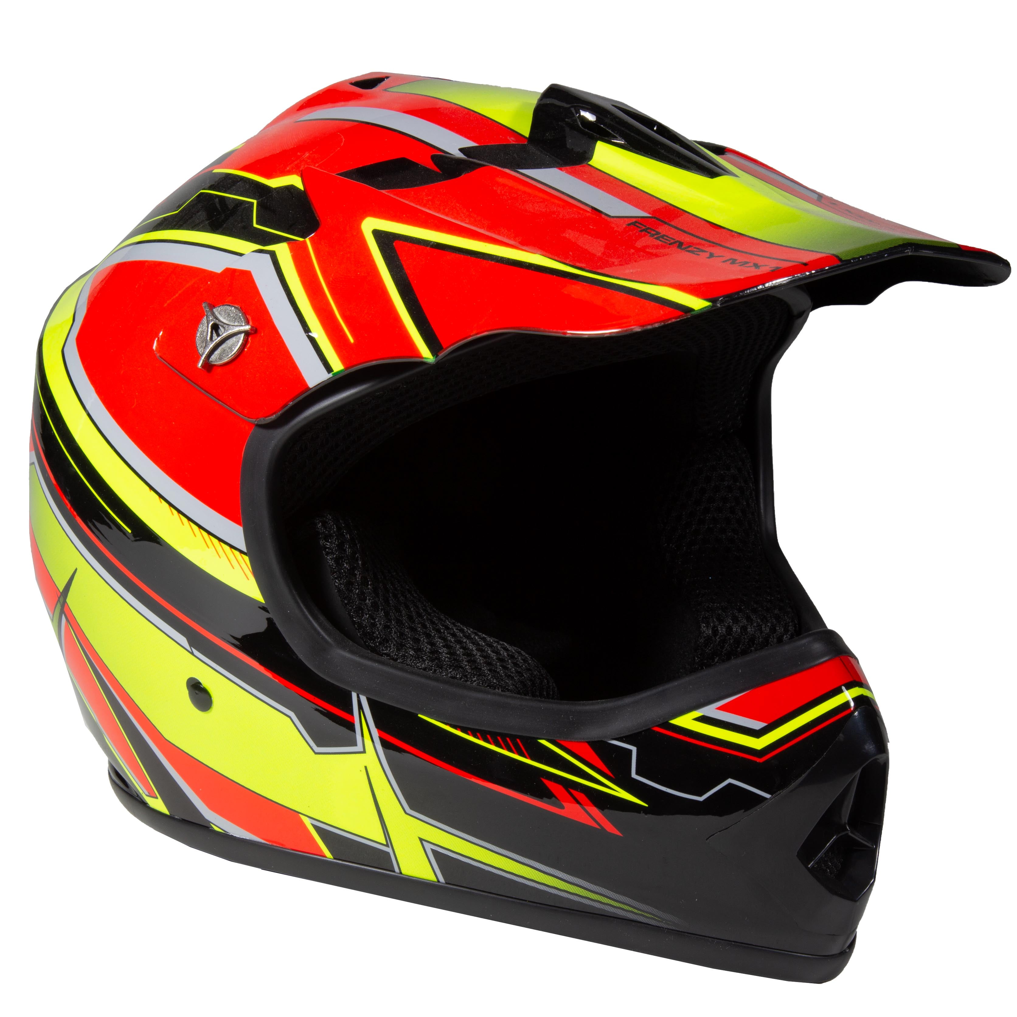 Fuel Helmets Youth Frenzy Off-Road MX Helmet (Red and Yellow, Youth Medium) medvs