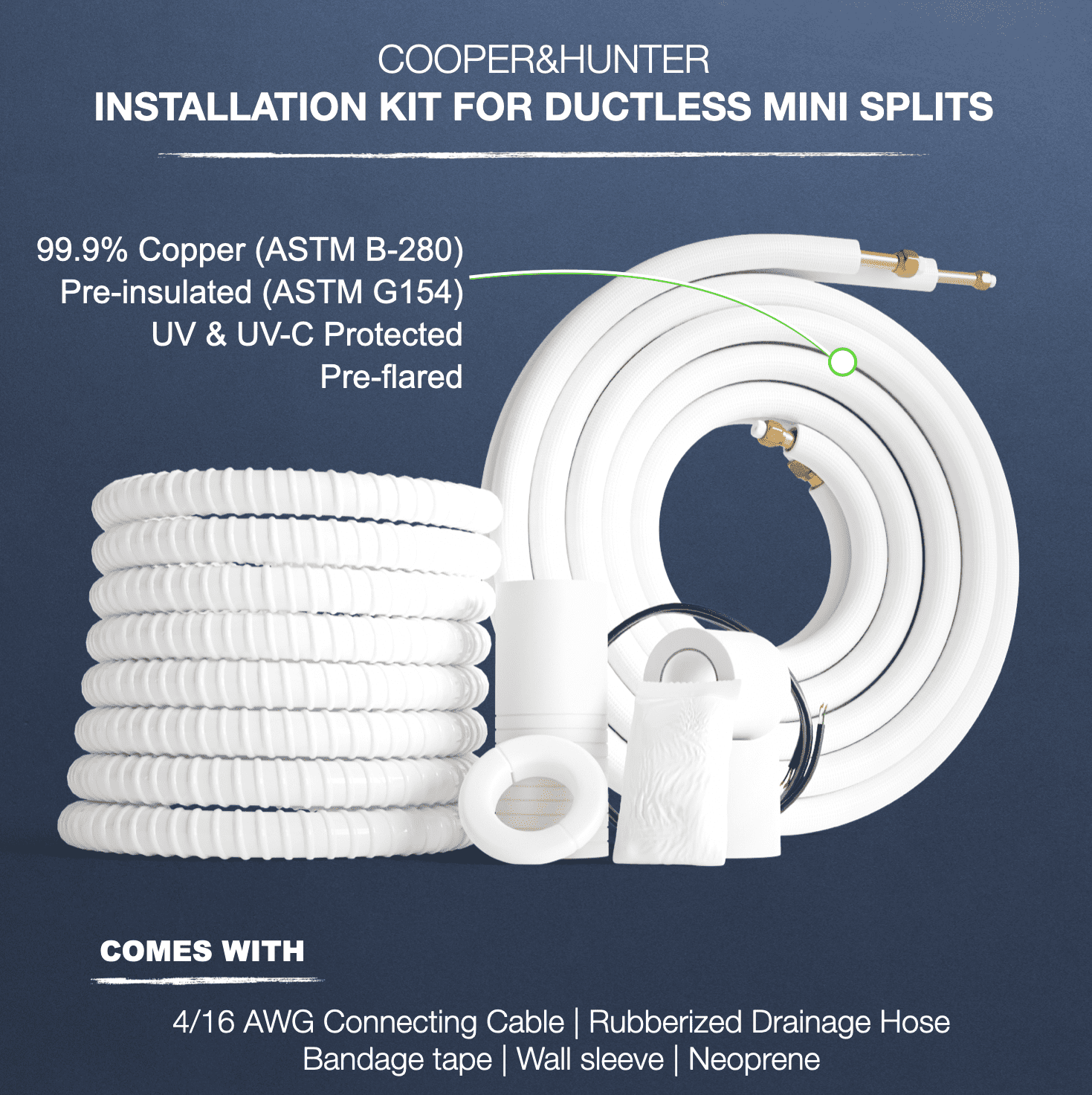 Cooper & Hunter 48000 BTU Dual Zone Mini Split Heat Pump Air Conditioner (White, 3000 Sq Ft) moqku