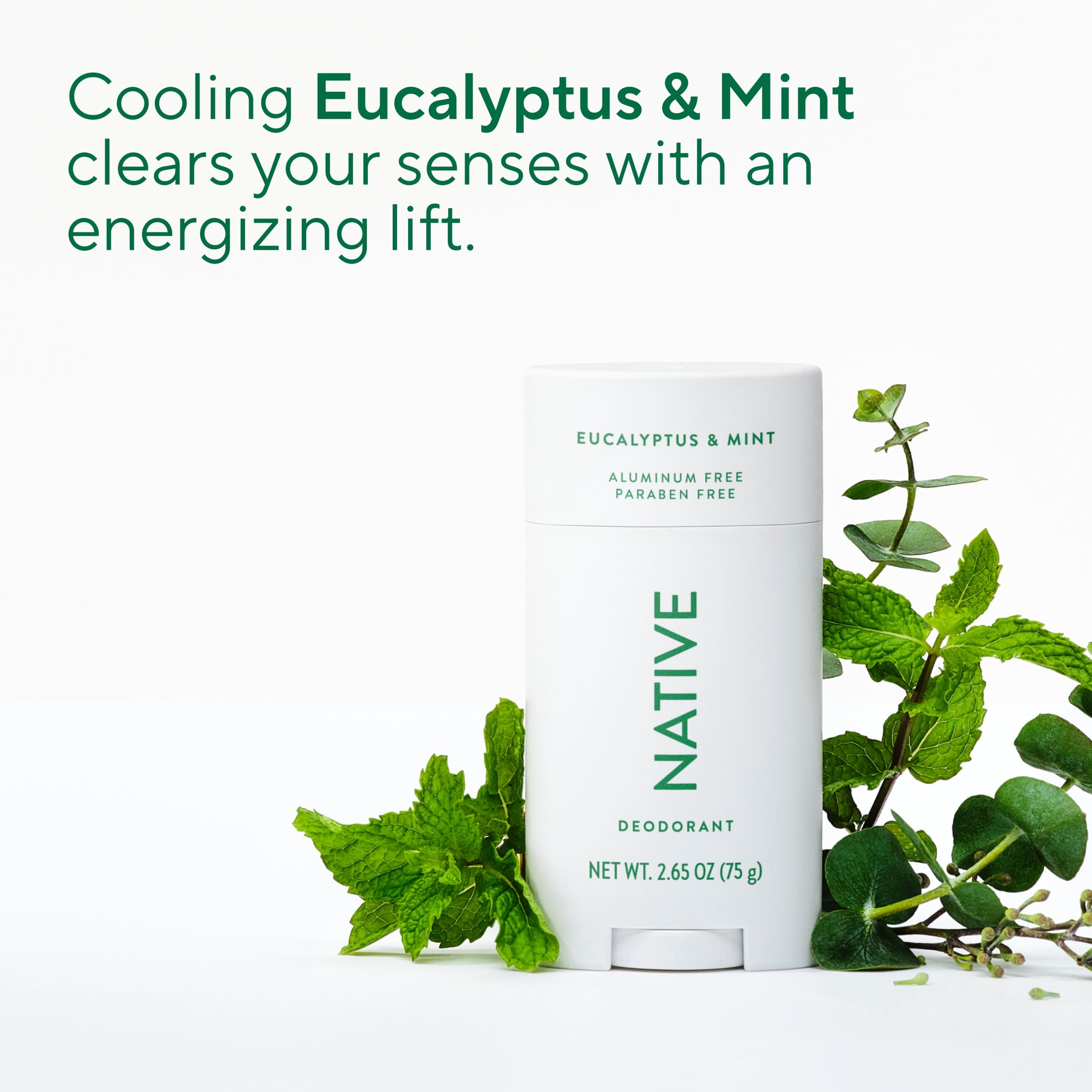 Native Deodorant, Aluminum Free, Eucalyptus & Mint, Long-Lasting Odor Protection (Eucalyptus & Mint, 2.65 oz) n6wcg