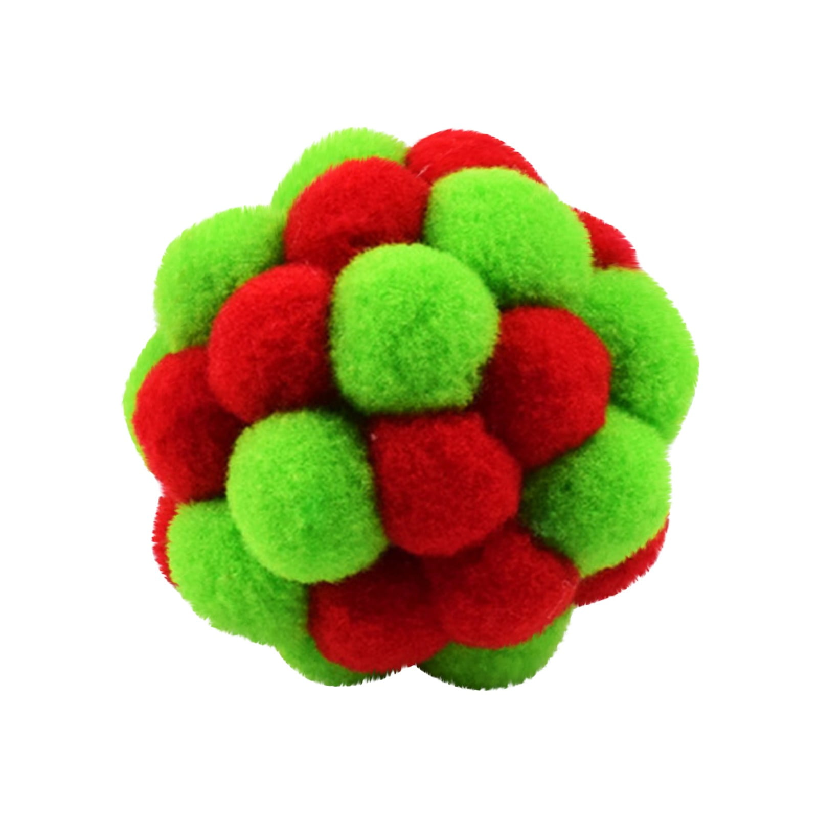 HUJTYs Interactive Cat Toy Balls with Bell, Soft Fuzzy Plush Chasing Toys for Indoor Cats and Kittens (Multi-color, 1.5 in) vbws1