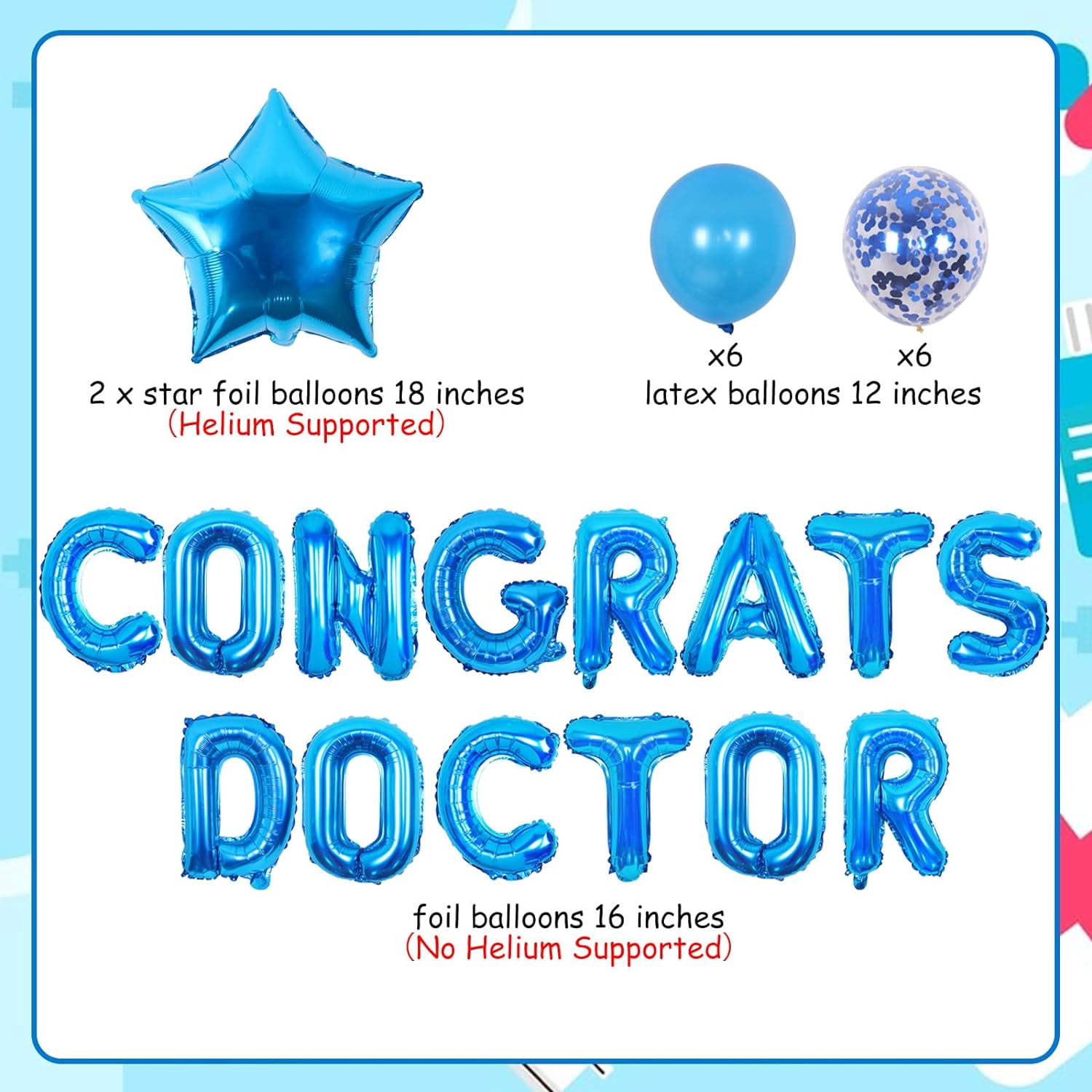 Cheereveal Medical School Graduation Party Decorations Set (Blue, 17-Piece Set) 09lmt