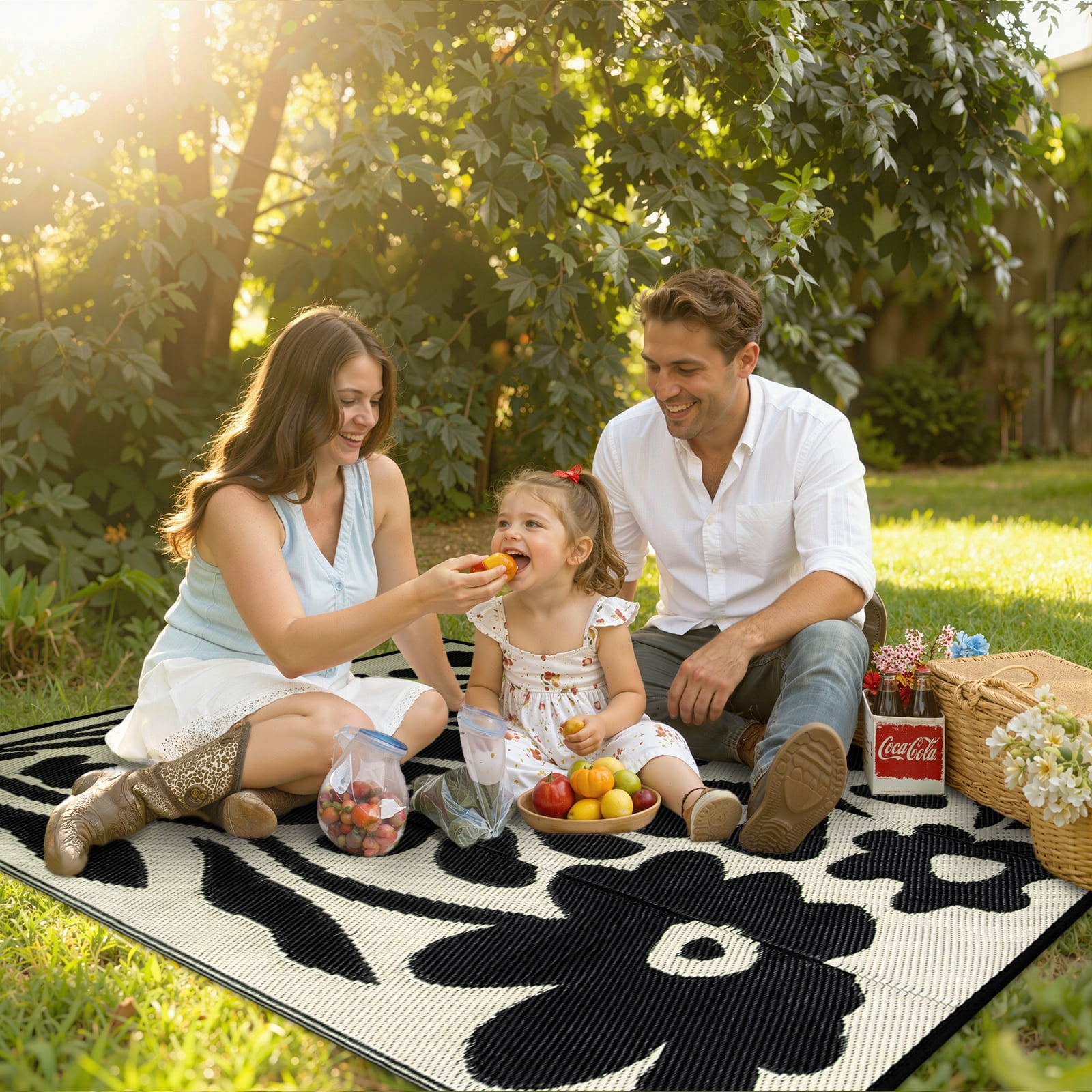 Lahome Waterproof Outdoor Rug (Black & White, 4 ft x 6 ft) ahskh