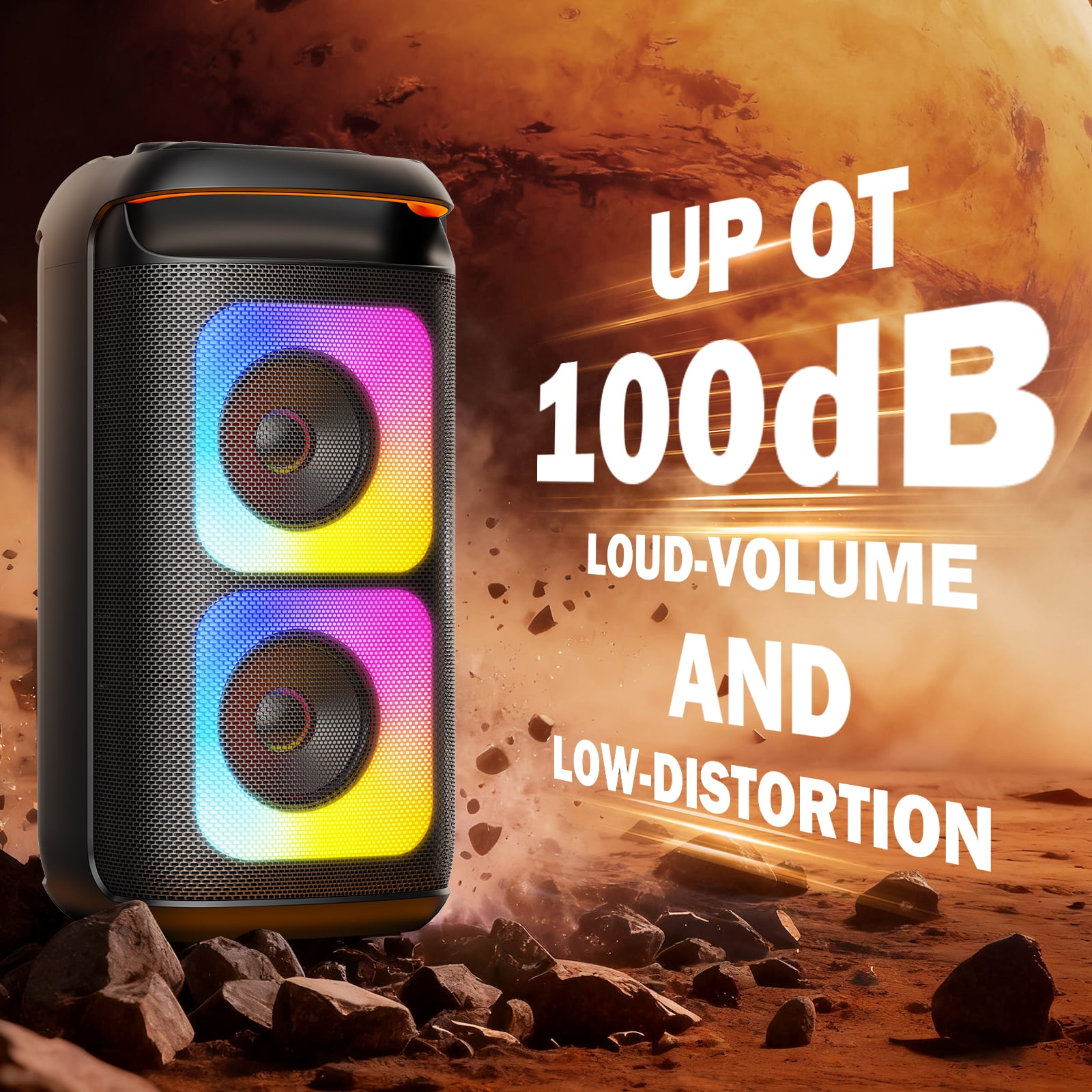 JYX Portable Bluetooth Party Speaker System with Dual Microphones and Remote Control (Black, 40W) yj1lj