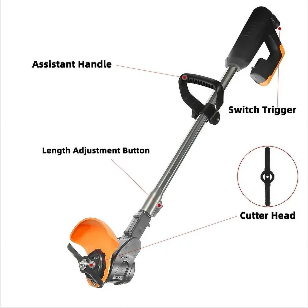 Paddsun Cordless Grass Trimmer Electric Weed Wacker with 2 Batteries and Charger (Black, 11.8 in) 1otj0