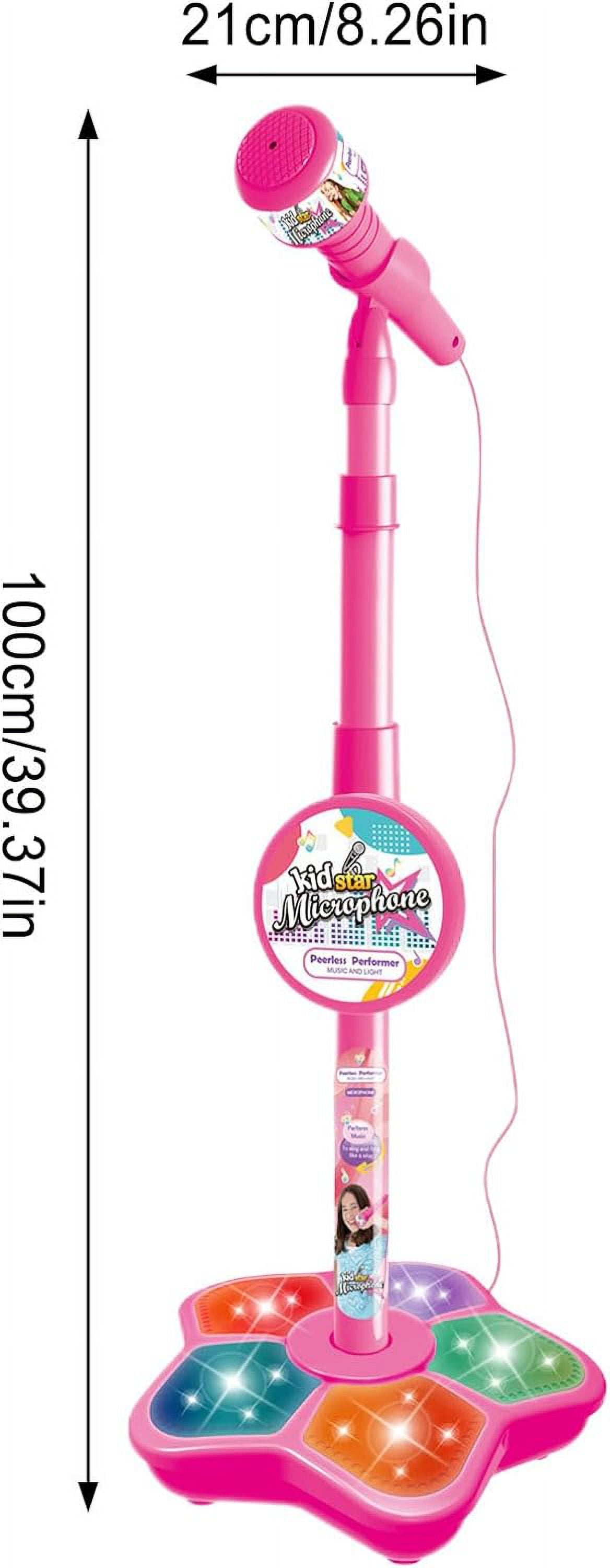 INvench Kids Karaoke Machine with Adjustable Stand and Stage Lights (Pink, 1 Set) sq9wh