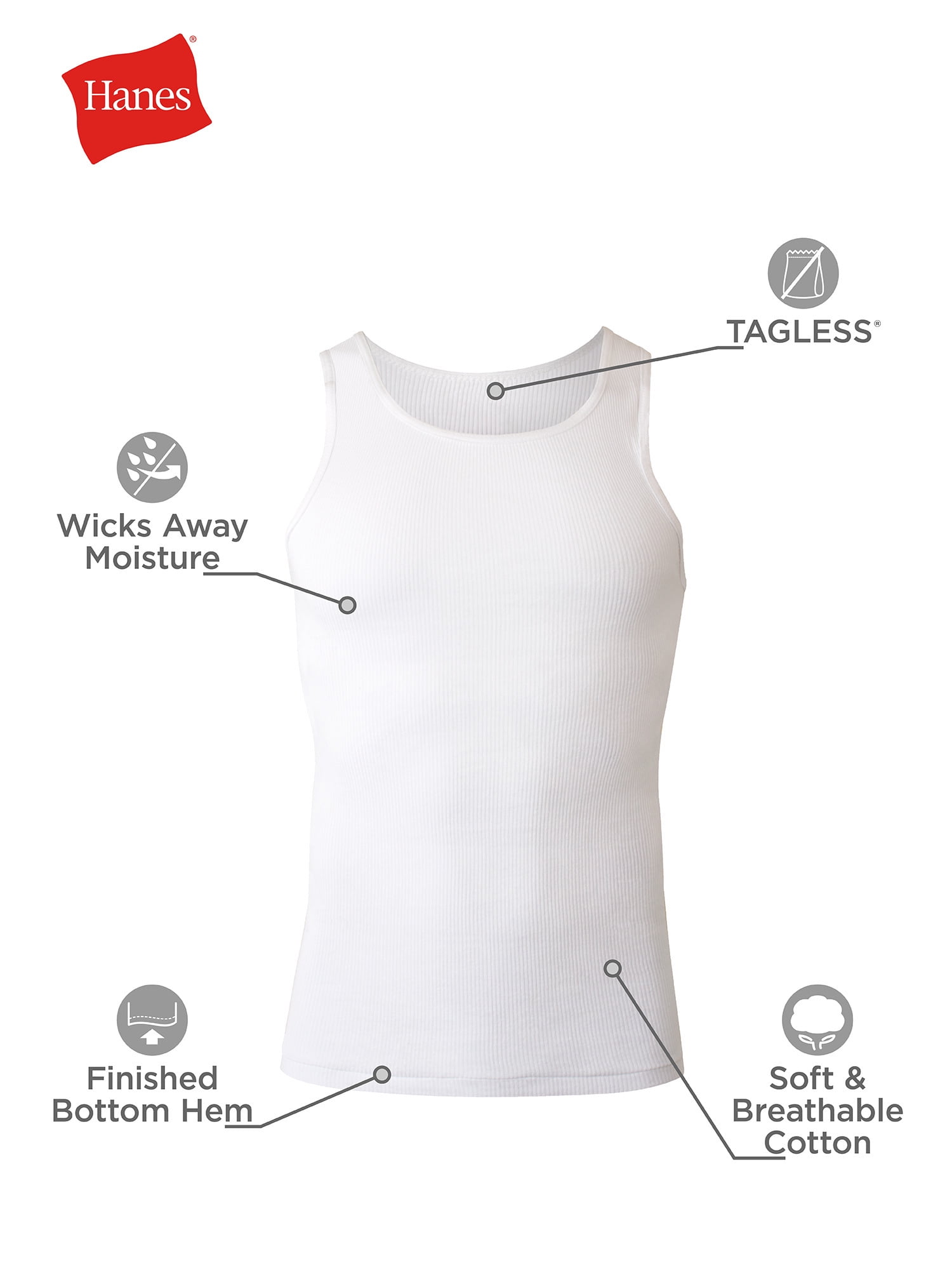 Hanes Men's Moisture-Wicking Cotton Tank Undershirt (Black, S, 2-Pack) v6sod