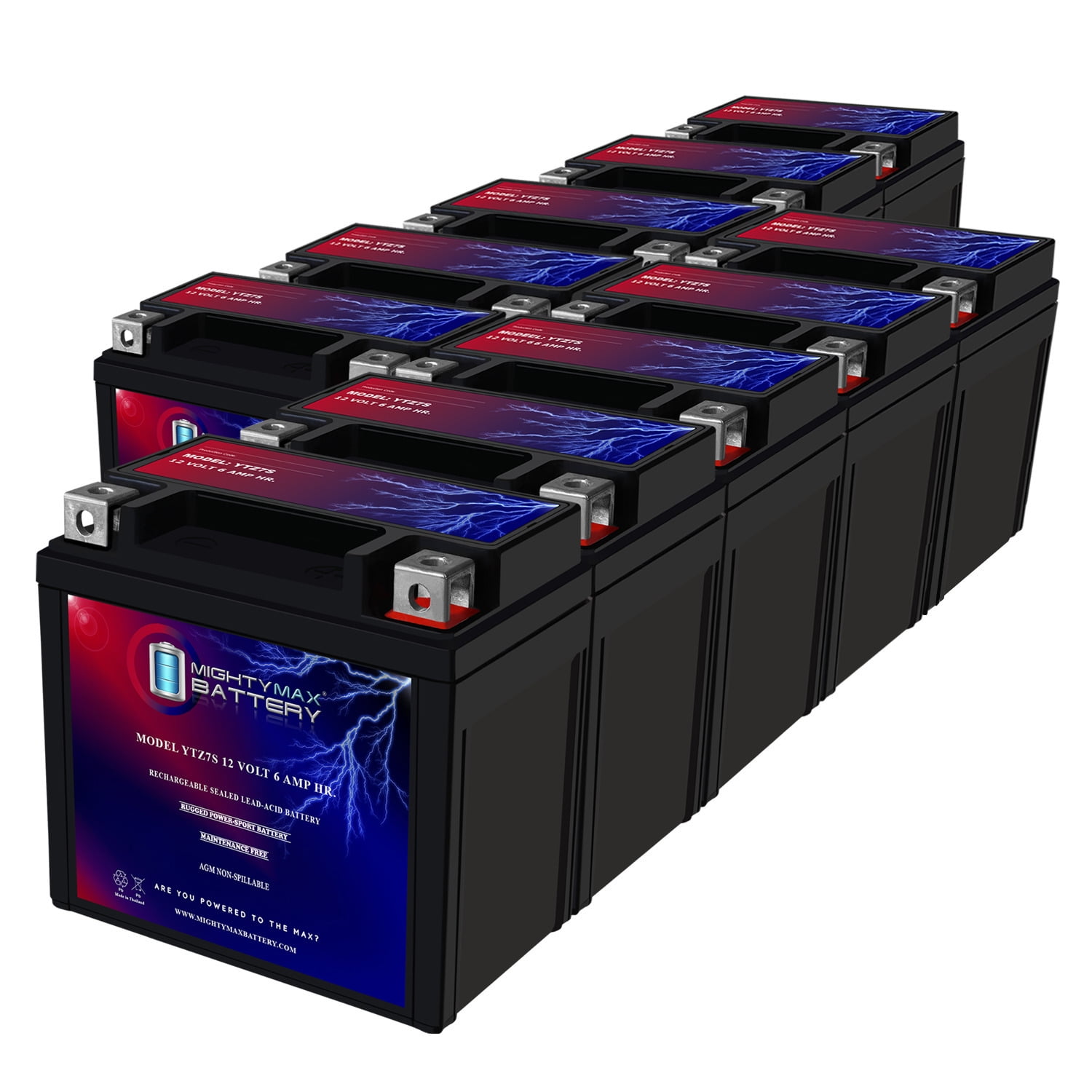 Mighty Max Battery YTZ7S 12V 6AH Sealed Lead Acid Replacement Battery for Kawasaki KFX50 (10 Pack) s0ot1