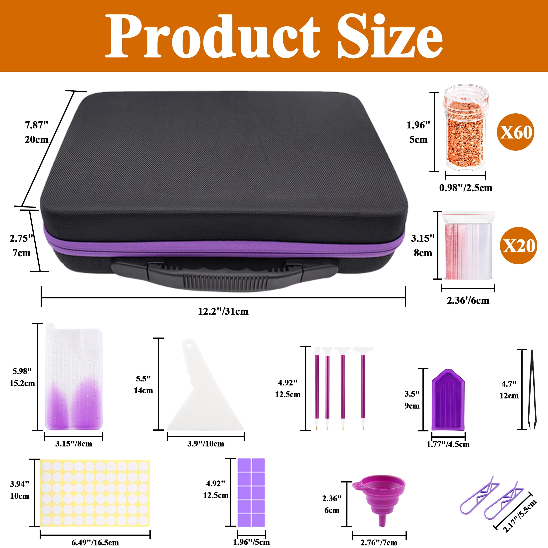 Yalumo Diamond Art Storage Organizer Case with 60 Individual Containers and Crafting Tool Set (60 Slots) a80l6