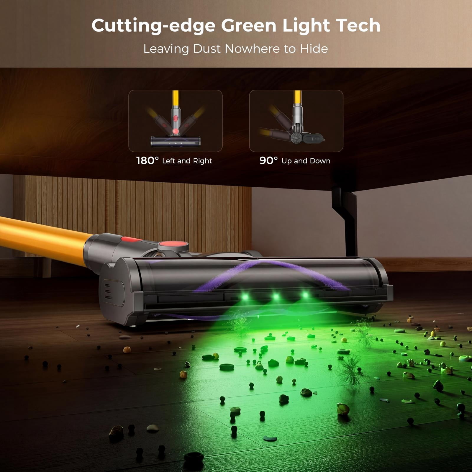 ARTSEA Cordless Stick Vacuum Cleaner, Powerful 40Kpa Suction for Pet Hair and Hardwood Floors (Gold, 3 lb) ez5zv
