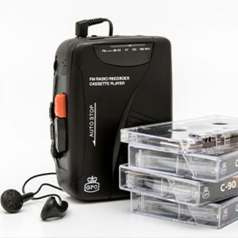 GPO Personal Cassette Player and FM Radio with Built-in Speaker and Microphone (Black) 605rs