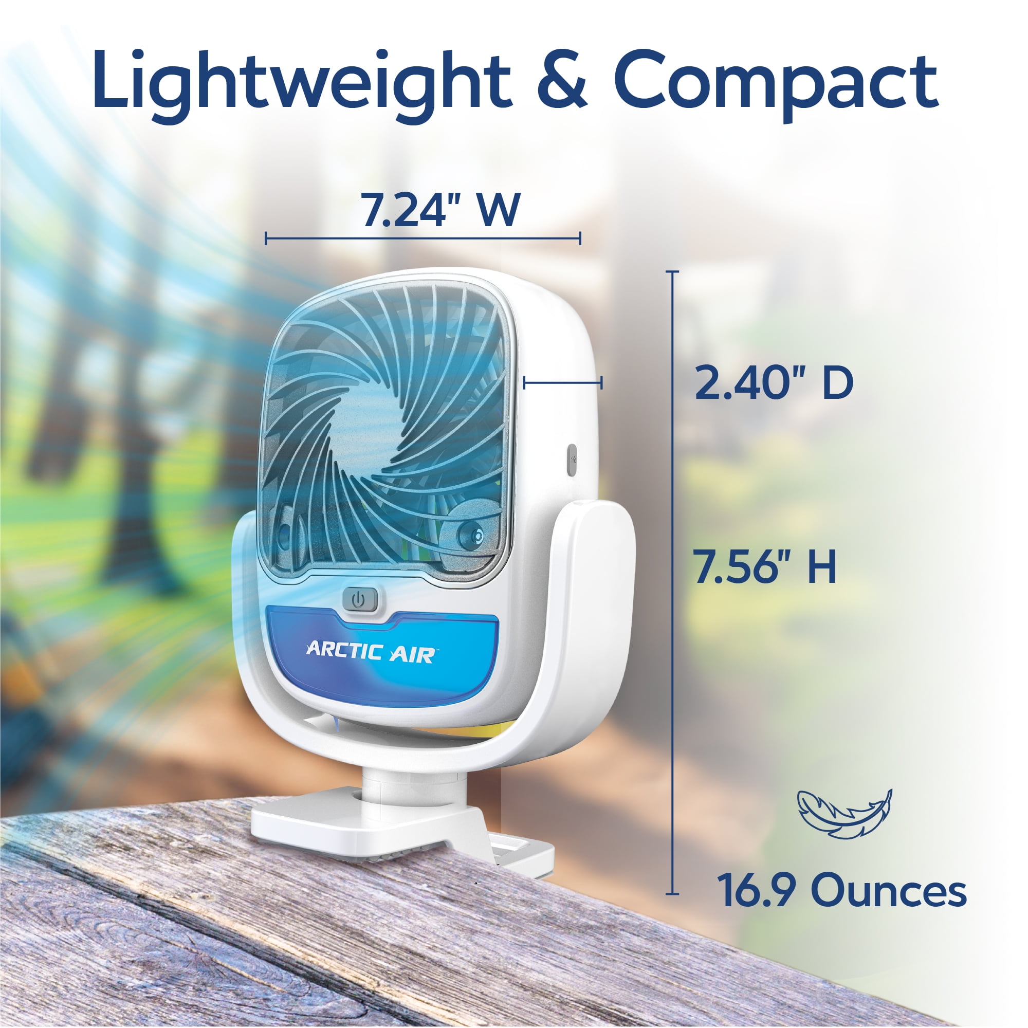 Arctic Air Grip Go Portable Evaporative Air Cooler, Rechargeable Personal Cooling Fan (White, 2.5 in Clamp) 1soy6
