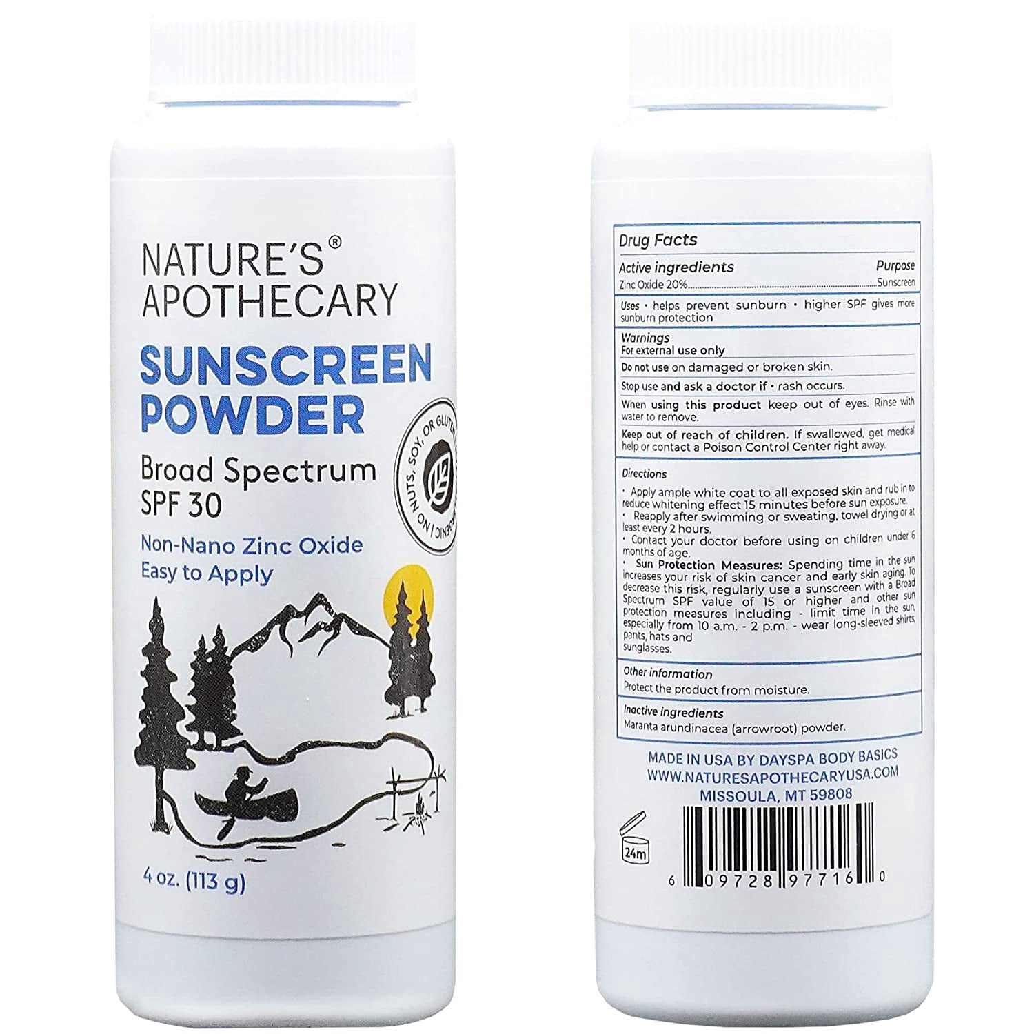 Nature's Apothecary Mineral Sunscreen Powder SPF 30, Non-Nano Zinc Oxide, Water Resistant (0.5 oz) il6ff