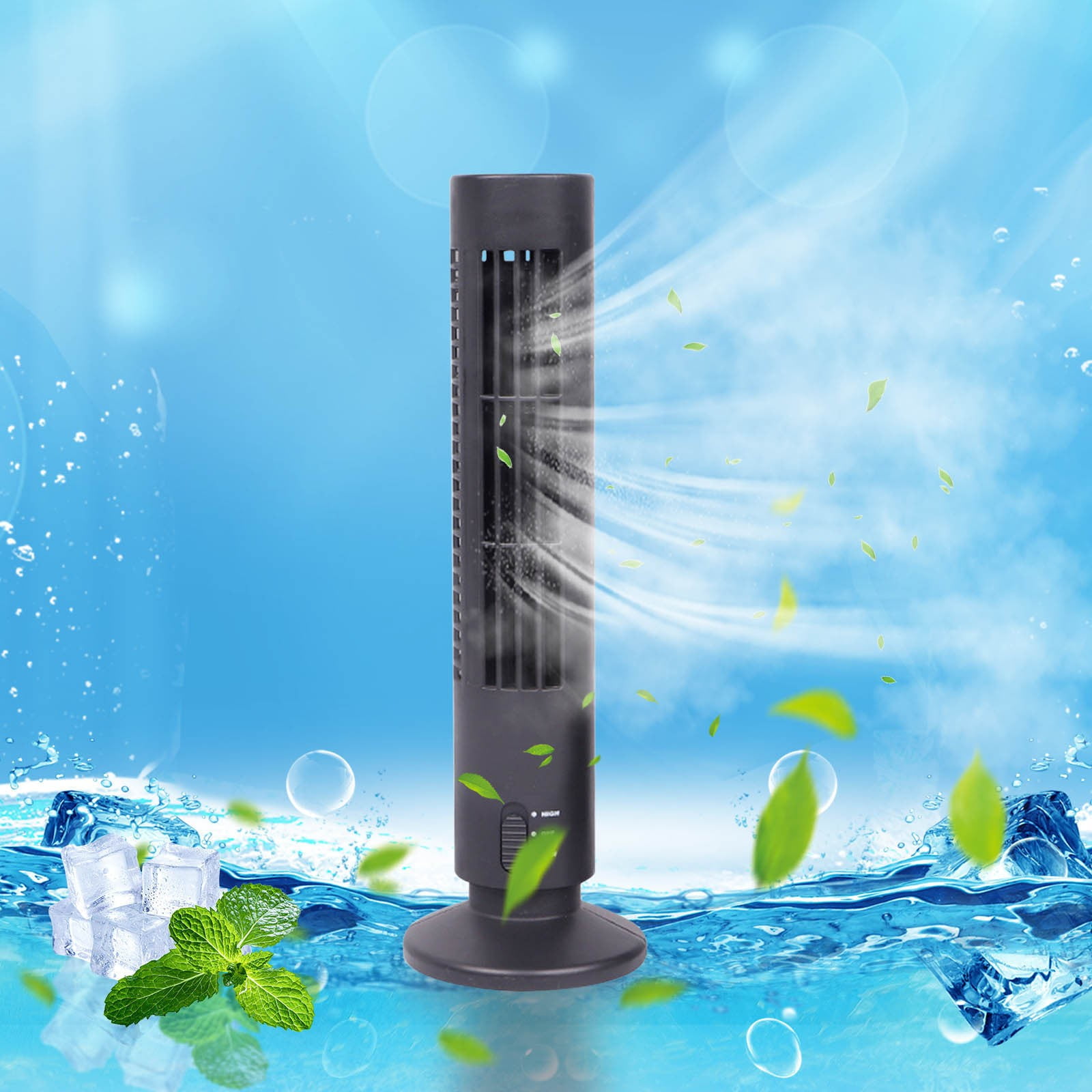 PALIFEUR Small Tower Fan, Portable Oscillating Desk Fan for Bedroom and Office (Black, 4.1 in x 13 in) q2fr1