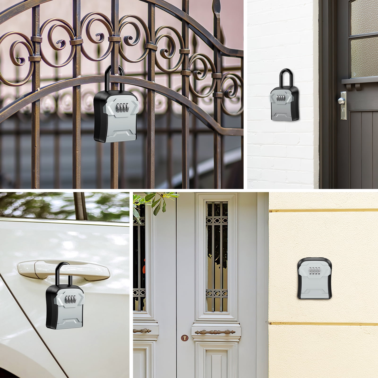 AMIR Key Lock Box with Removable Shackle, 4-Digit Combination Security Storage for Home and Garage (Silver) csart - Image 7