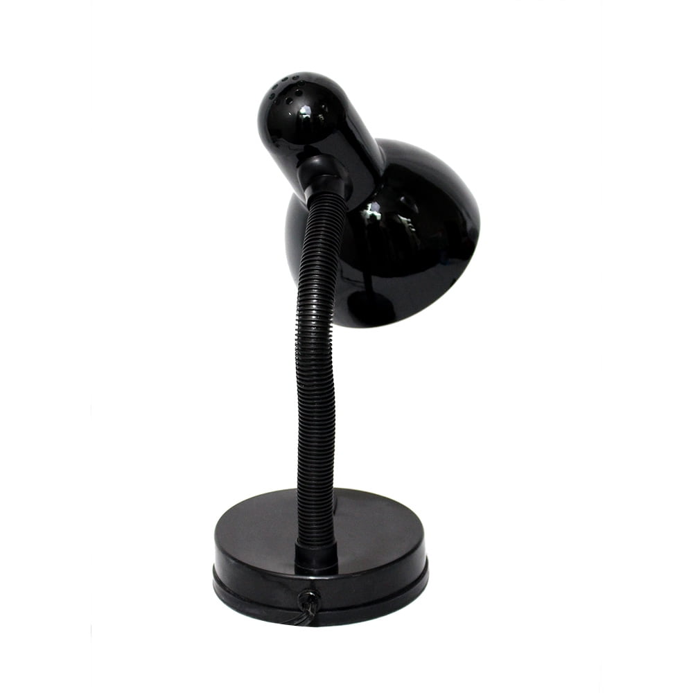 Simple Designs Basic Metal Desk Lamp with Flexible Hose Neck (Black, 13 in) 8w810