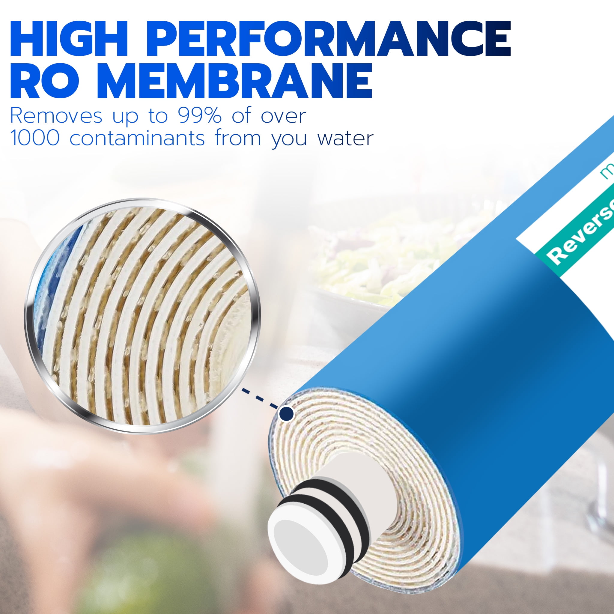 Metpure Reverse Osmosis Membrane Filter 50 GPD High-Efficiency Replacement (11.75 in x 1.75 in) ejs63