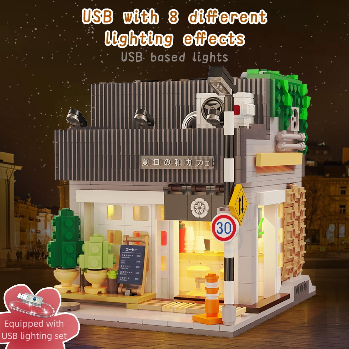 CaDA Summer Breeze Coffee Shop Building Set, Modular Architecture Model (1116 Pieces) rc7du