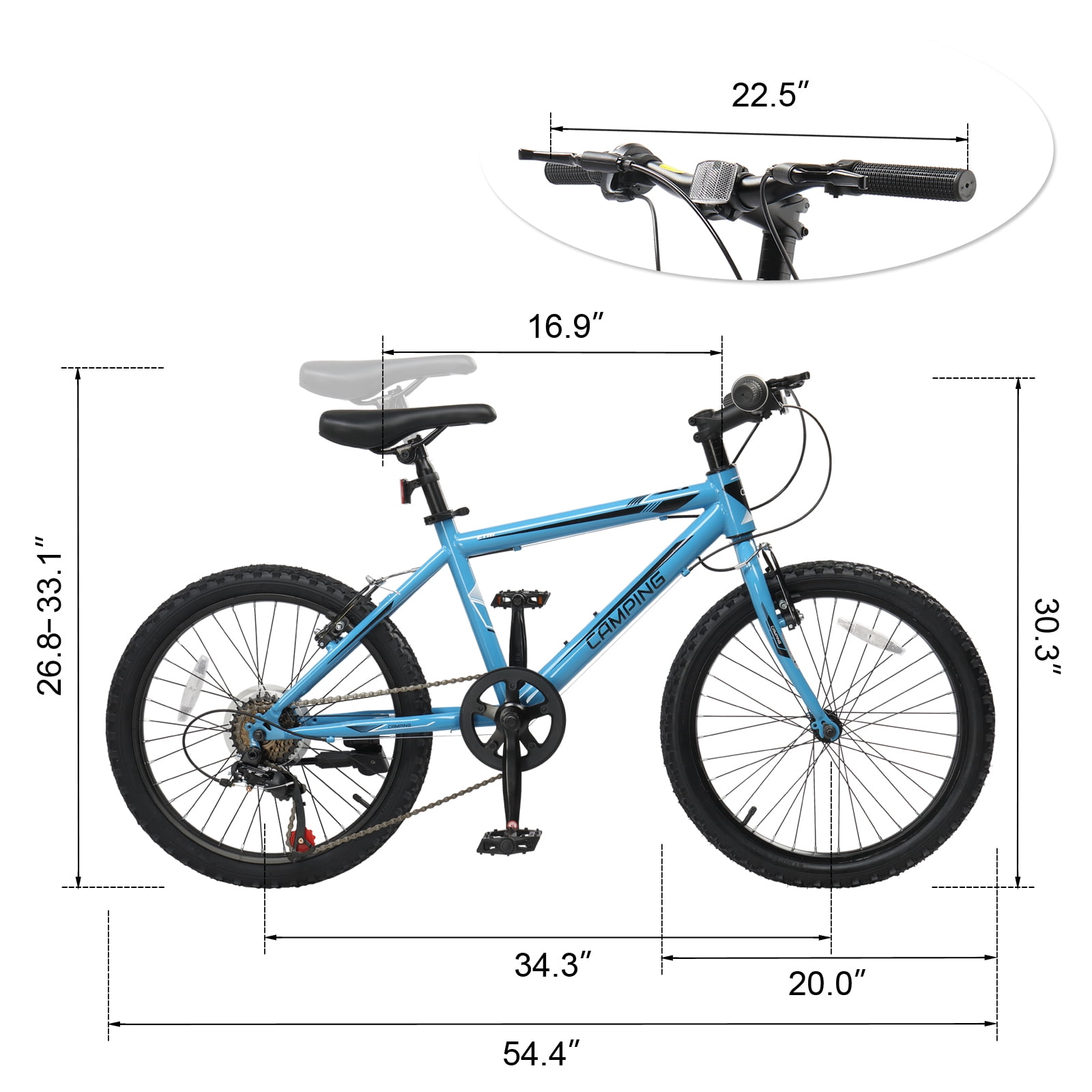 Ktaxon 20-inch Mountain Bike, 7-Speed Bicycle with Dual V-Brakes (Black, 20 in) xbvla
