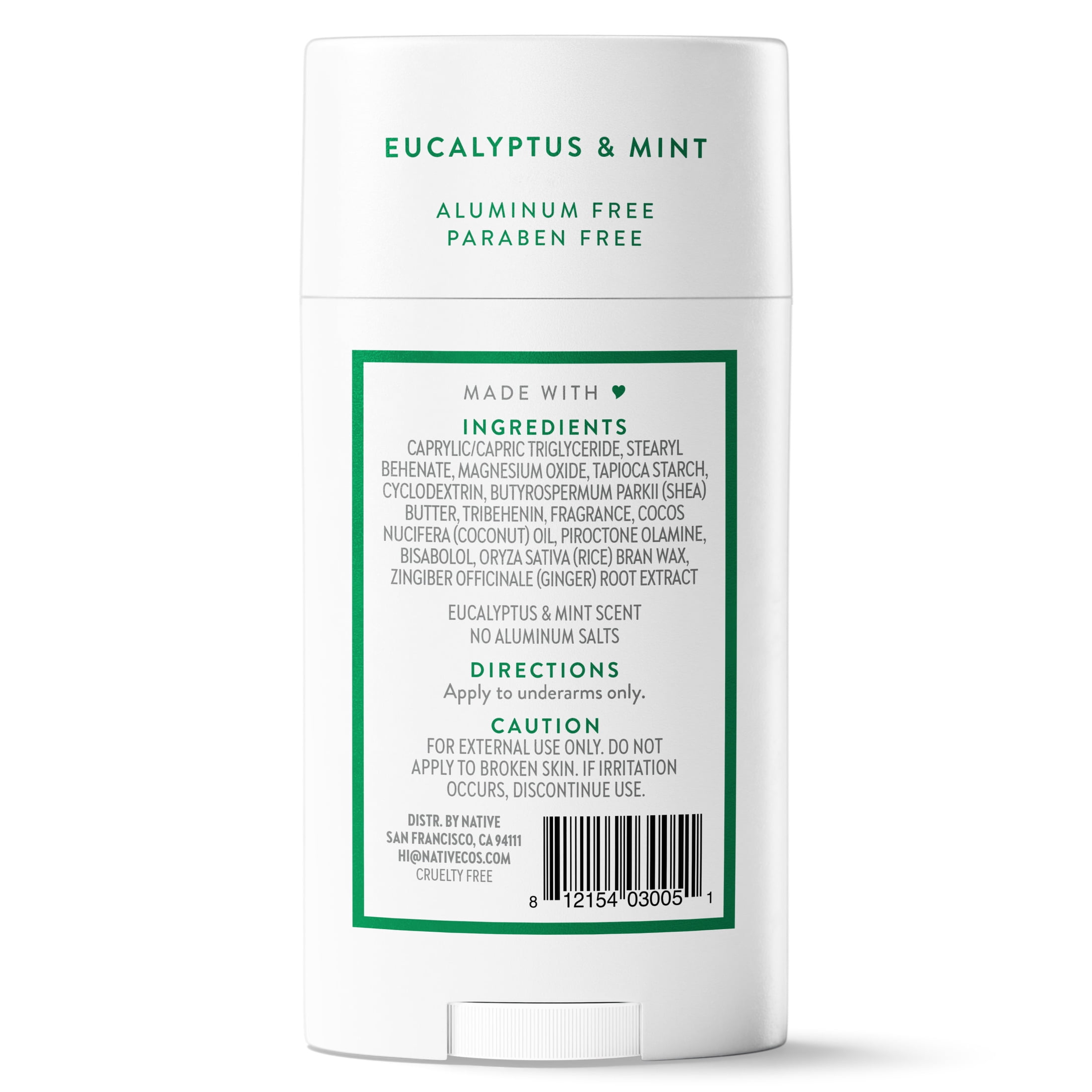 Native Deodorant, Aluminum Free, Eucalyptus & Mint, Long-Lasting Odor Protection (Eucalyptus & Mint, 2.65 oz) n6wcg