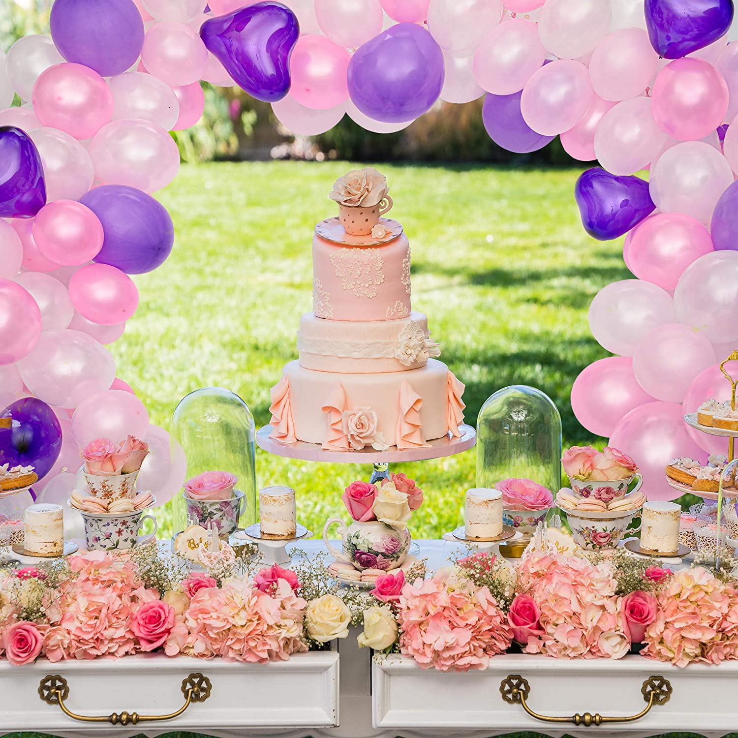 IRION Balloon Arch Garland Kit for Party Decorations (Pink, White, Purple, 115 Pieces) b8x90