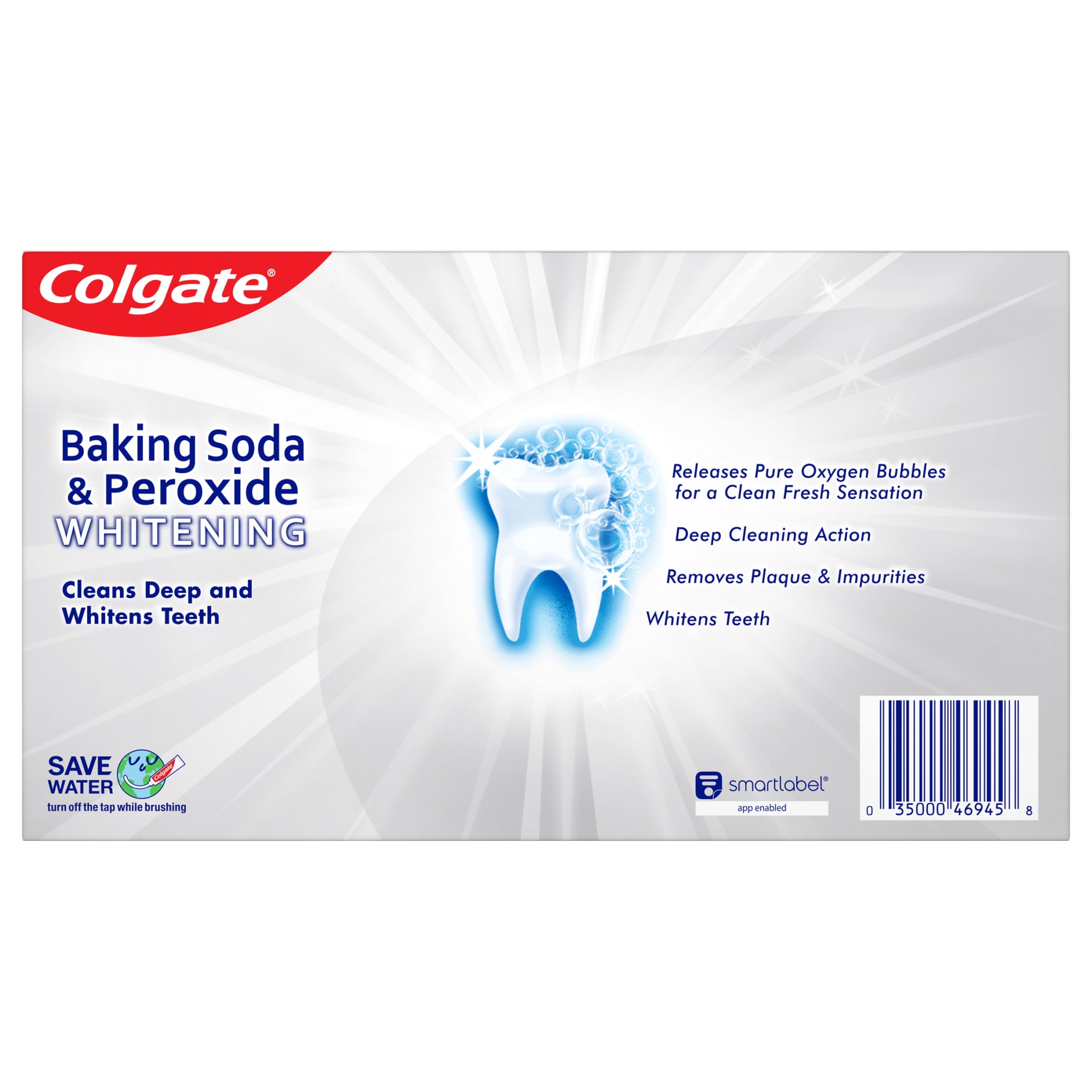Colgate Baking Soda and Peroxide Whitening Toothpaste, Brisk Mint, Cavity Protection (3 Pack, 6 oz) i4172