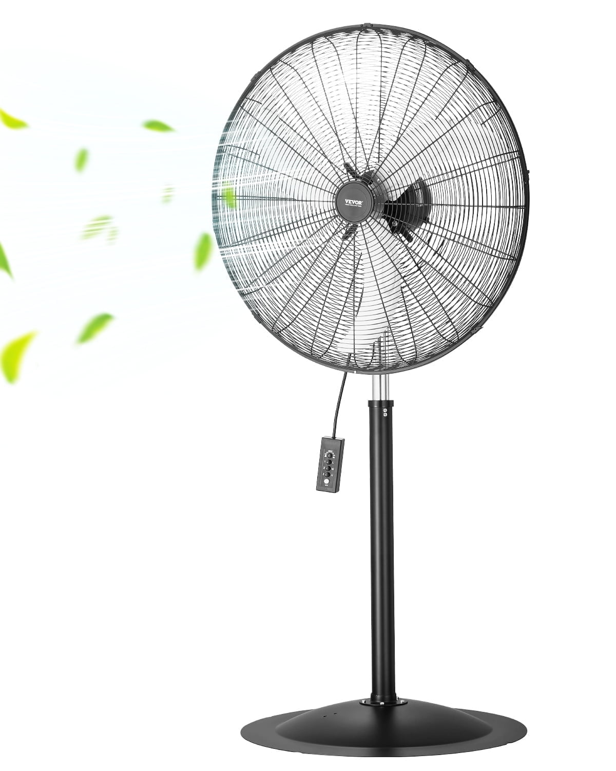 VEVOR Industrial Pedestal Fan, 30 Inch Oscillating Standing Fan with 3-Speed Control and Adjustable Height (Black, 30 in) ccp71