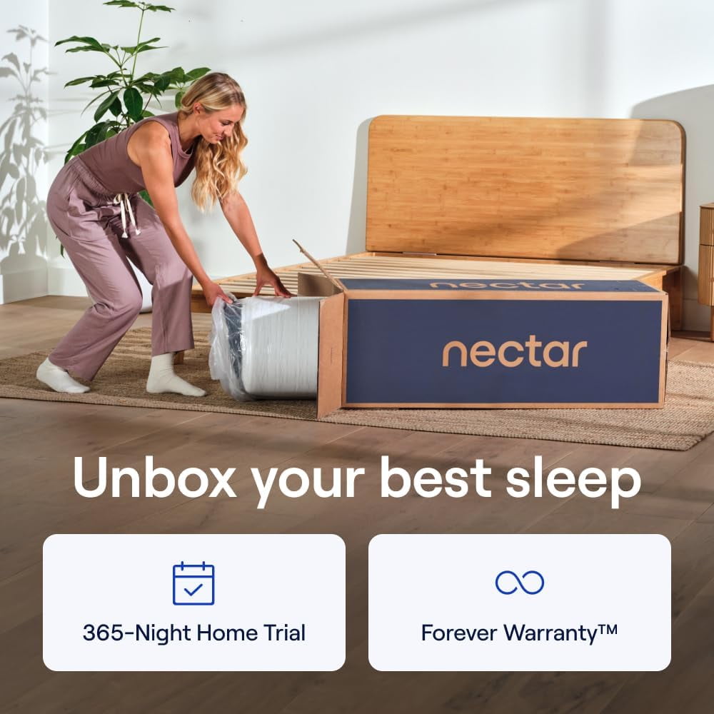Nectar Classic Memory Foam Mattress, Medium Firm, Cooling Top Layer, Pressure-Relief Support (Queen, 12 in) m3m6u