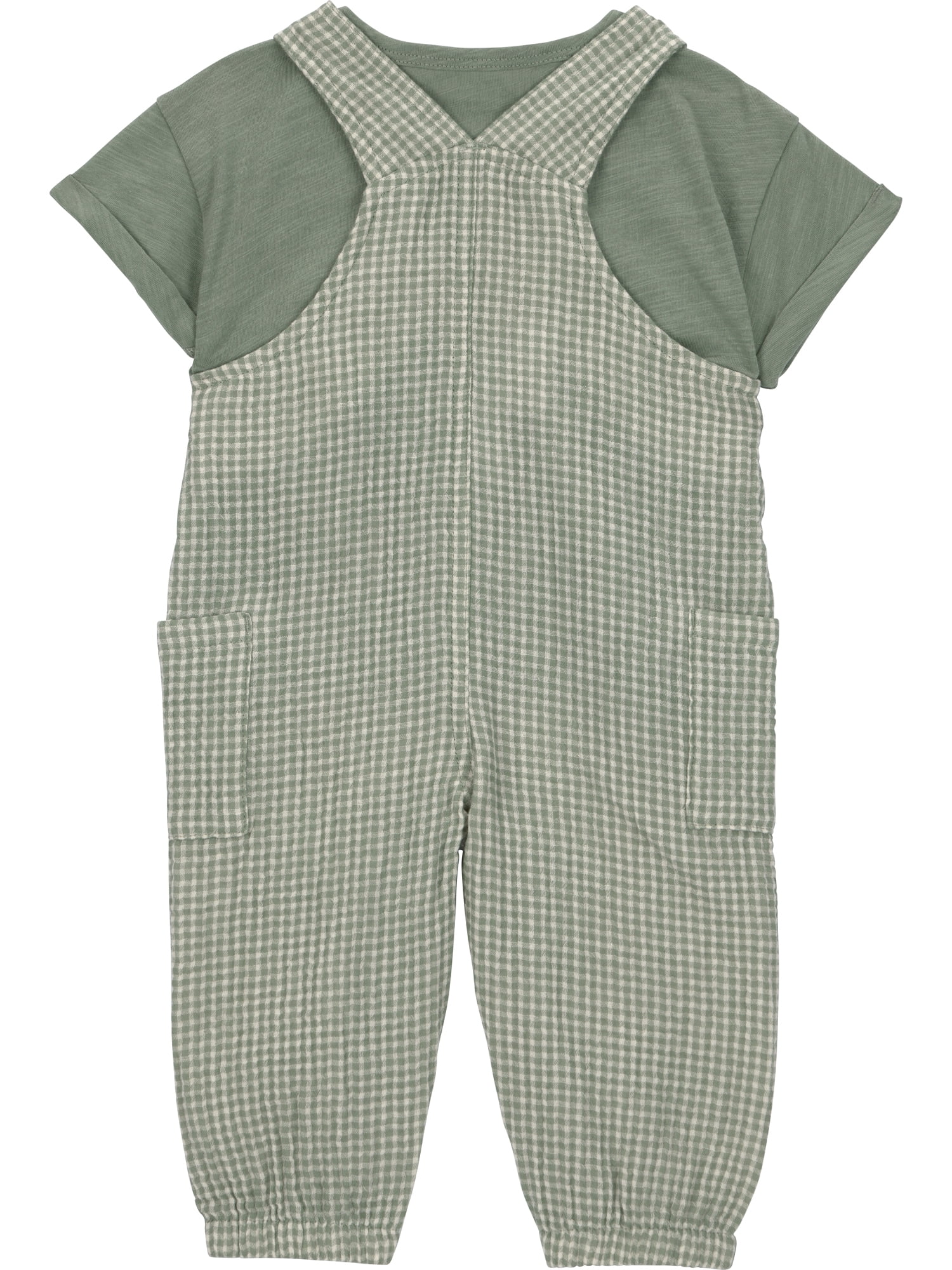Carter's Child of Mine Baby Boy 2-Piece Gingham Overalls Set (Green, 0-24 Months) x15pu