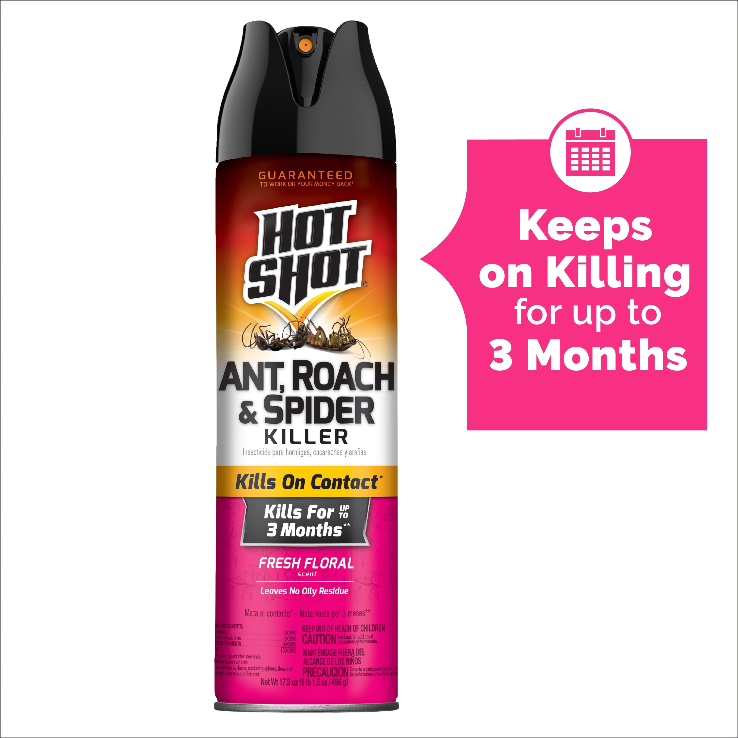 Hot Shot Ant, Roach & Spider Killer Spray, Long-Lasting Indoor & Outdoor Pest Control (Fresh Floral Scent, 17.5 oz) do8y7