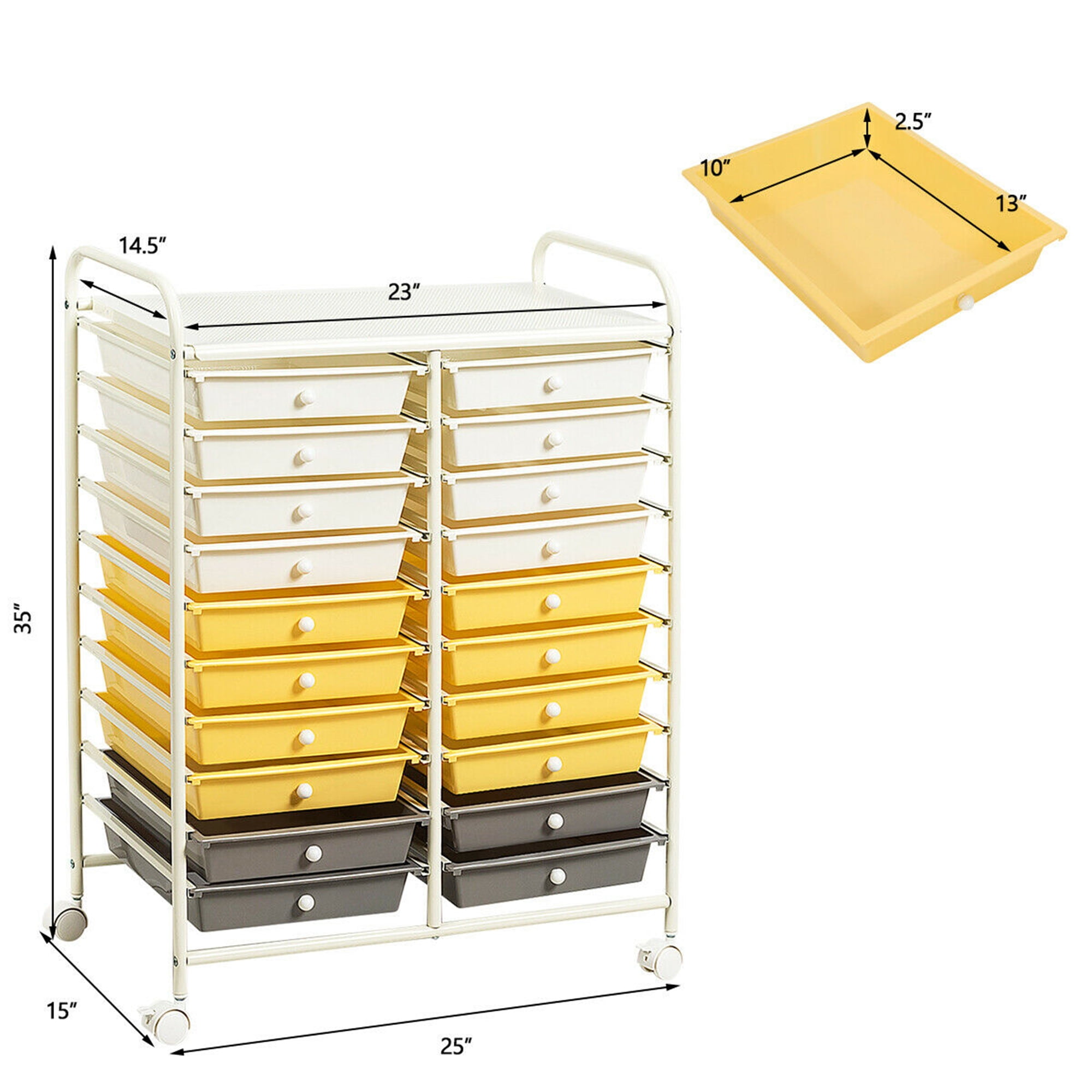 Gymax 20-Drawer Rolling Storage Cart for Scrapbook Paper and Office Supplies (Black, 25 in x 15 in x 34 in) mcb40