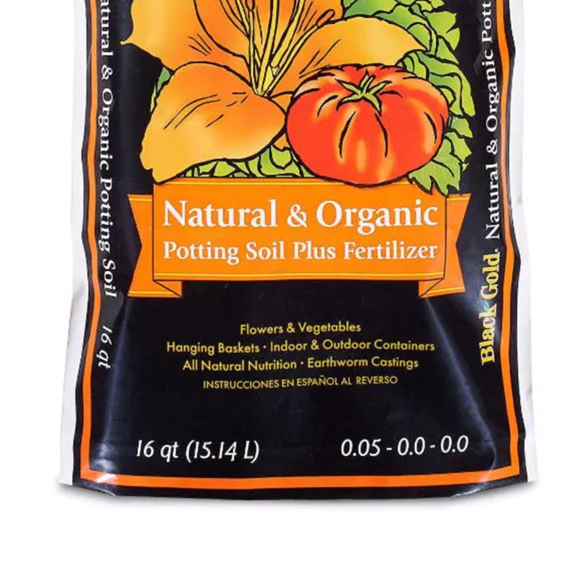 Black Gold Natural & Organic Potting Soil with Fertilizer for Indoor and Outdoor Plants (Black, 16 qt) dd8zz