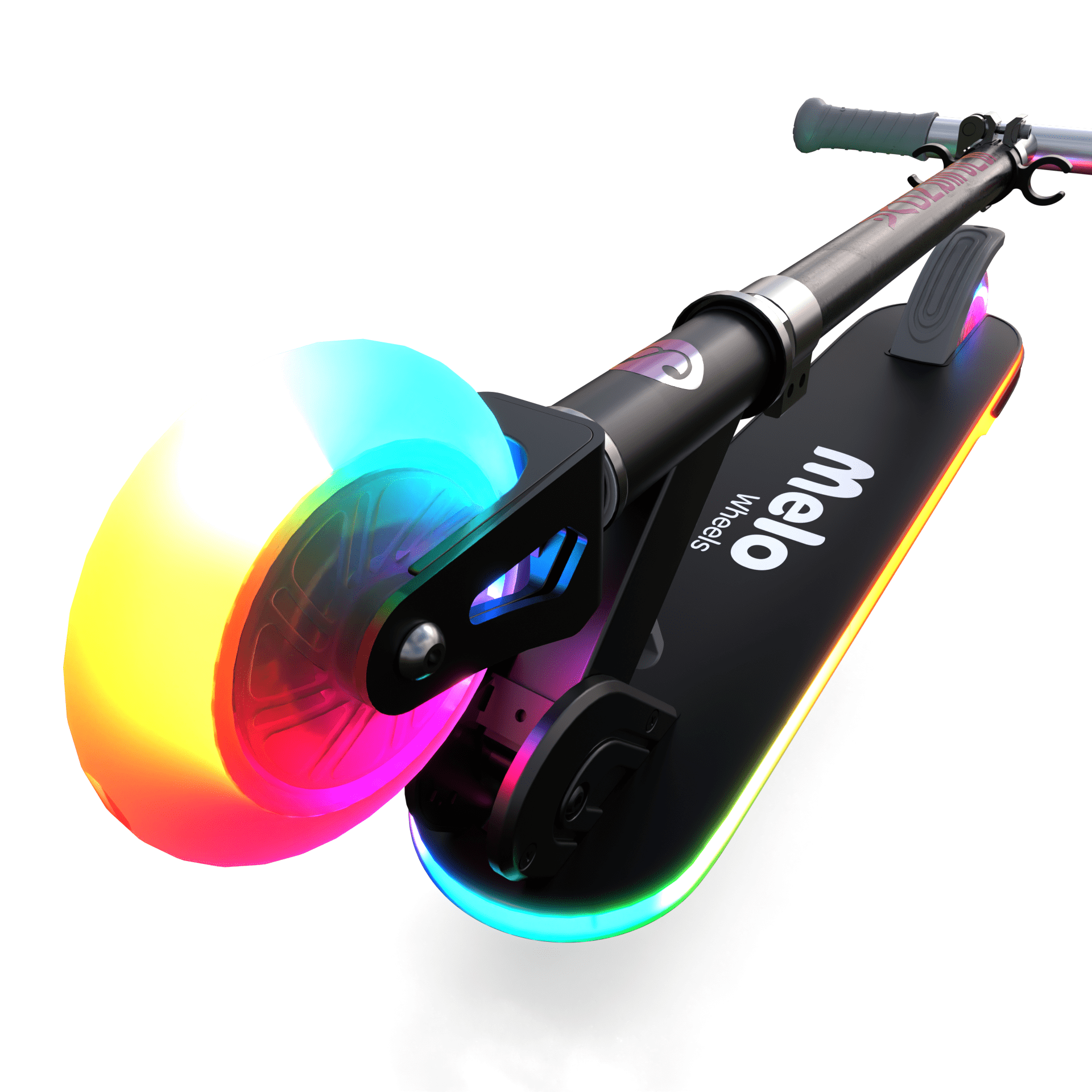 Melo Supernova Kick Scooter - Kids Folding LED Light-Up Scooter with Adjustable Handlebars (Black, 30 in) nimbb