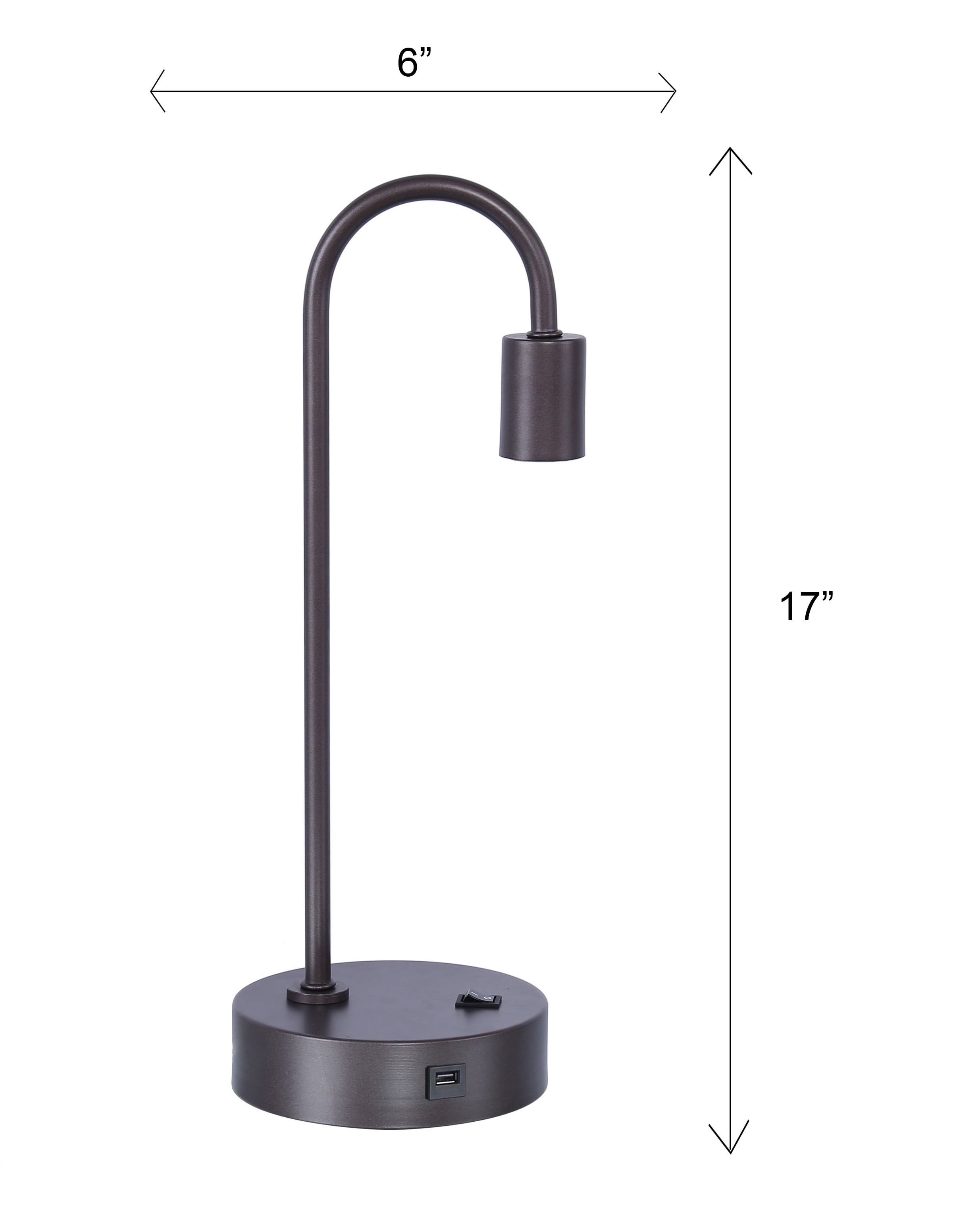 Grandview Gallery Minimalist Desk Lamp with USB Port and Exposed Bulb Design (Slate Gray, 17 in) 23vv0